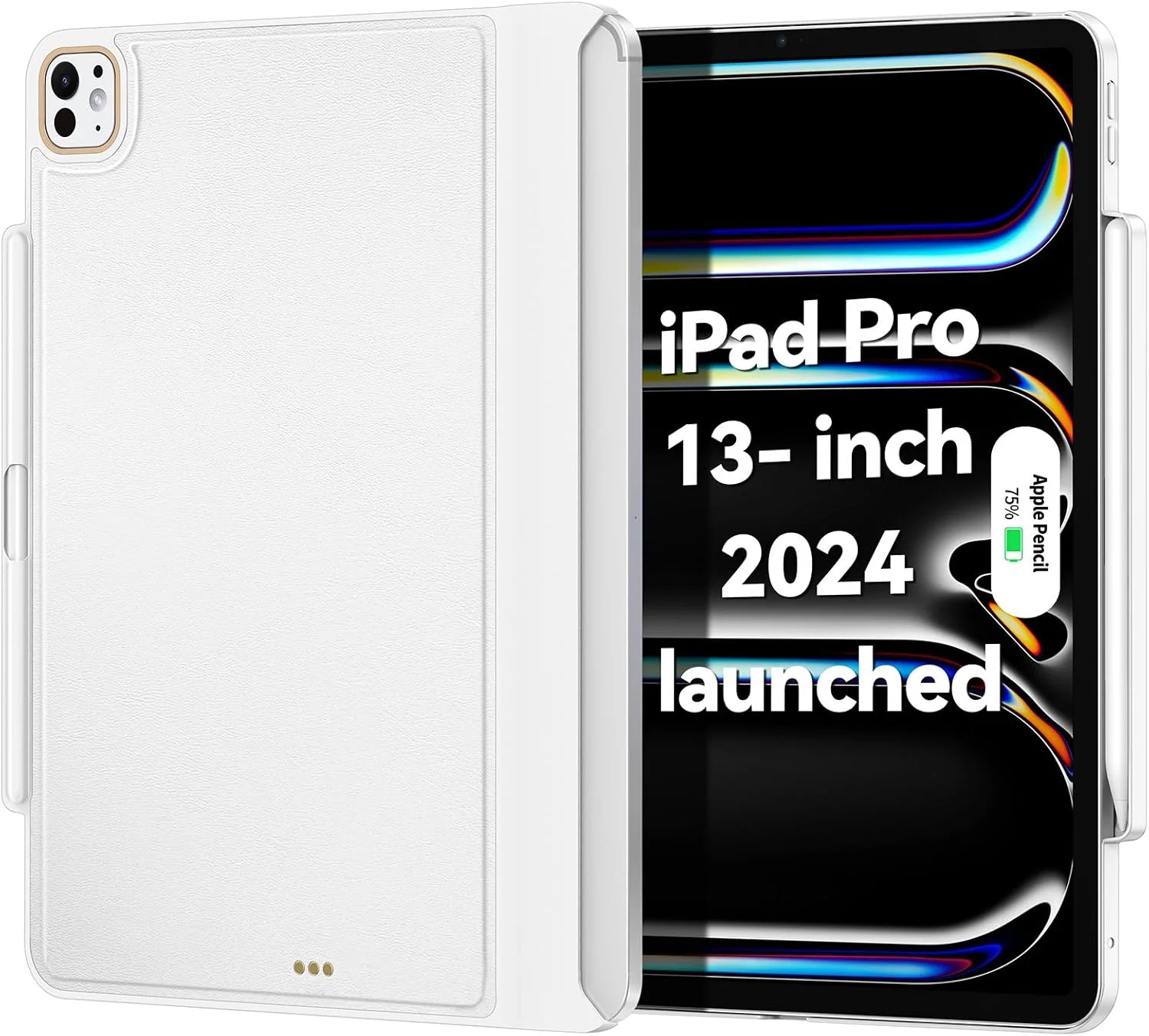 کاور سازگار با مجیک کیبورد برای آیپد پرو ۱۳ اینچ M4/M5 مدل ۲۰۲۴/۲۰۲۵، کاور با نگهدارنده قلم اپل برای مجیک کیبورد فلیو هوشمند، باریک و بادوام، با چرم بادوام (کیبورد شامل نمی شود)، سفید کاور سازگار با مجیک کیبورد برای آیپد پرو ۱۳ اینچ M4/M5 مدل ۲۰۲۴/۲۰۲۵، کاور با نگهدارنده قلم اپل برای مجیک کیبورد فلیو هوشمند، باریک و بادوام، با چرم بادوام (کیبورد شامل نمی شود)، سفید