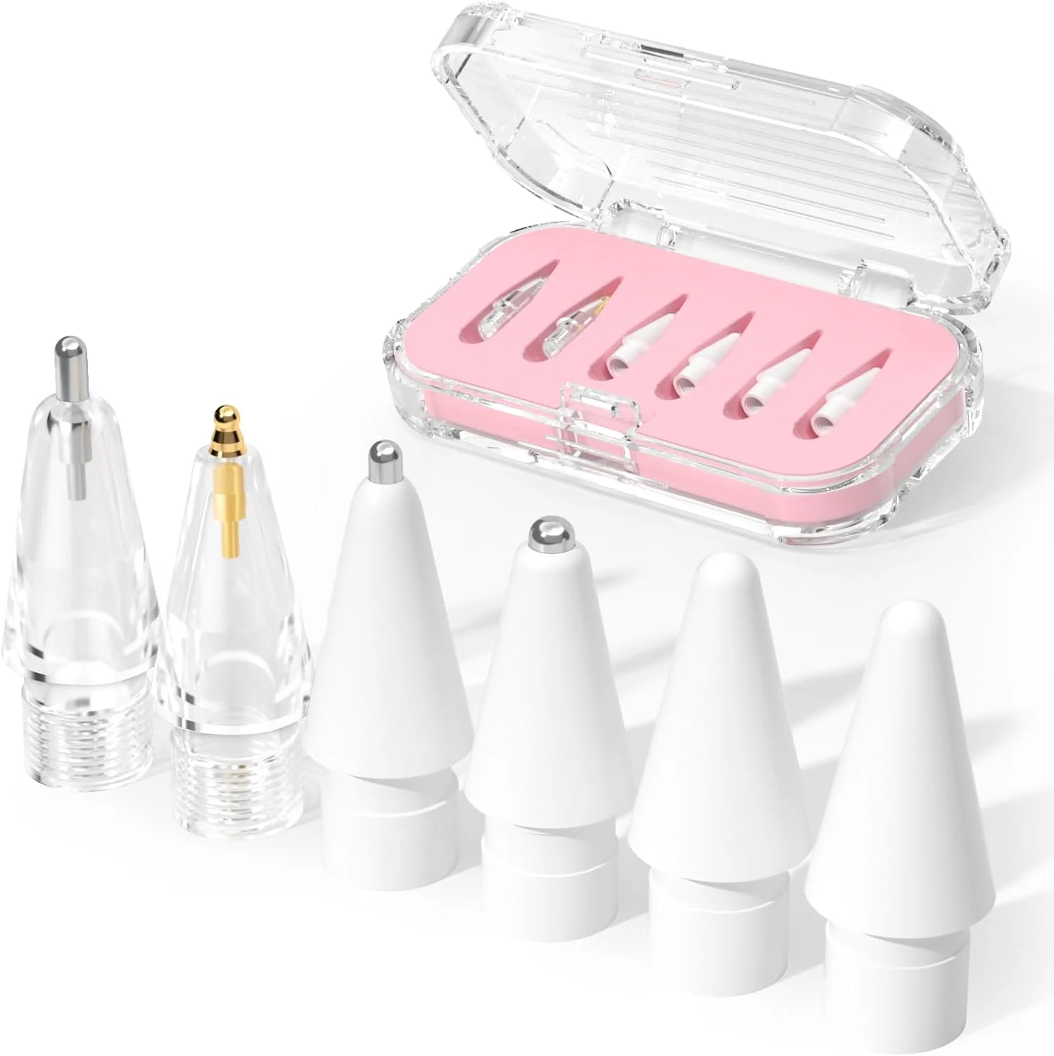 نوک های جایگزین ارتقا یافته برای قلم اپل پرو/USB-C/نسل دوم/نسل اول (همراه با جعبه نگهداری)، نوک های فلزی مقاوم در برابر سایش برای لوازم جانبی قلم آیپد (بسته 6 عددی، صورتی) نوک های جایگزین ارتقا یافته برای قلم اپل پرو/USB-C/نسل دوم/نسل اول (همراه با جعبه نگهداری)، نوک های فلزی مقاوم در برابر سایش برای لوازم جانبی قلم آیپد (بسته 6 عددی، صورتی)