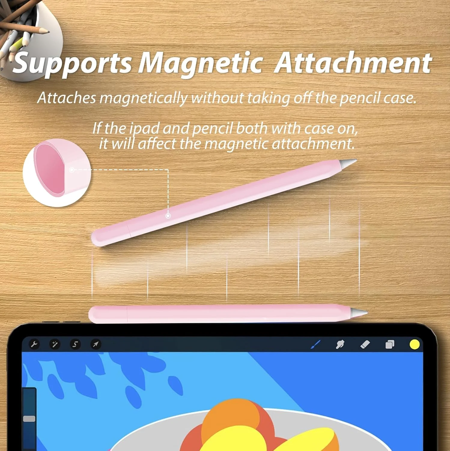محافظ سیلیکونی قلم لمسی اپل (USB-C) 2023، کاور محافظ صورتی زیبا، نگهدارنده قلم آیپد، لوازم جانبی ضد لغزش سازگار با قلم نسل سوم اپل