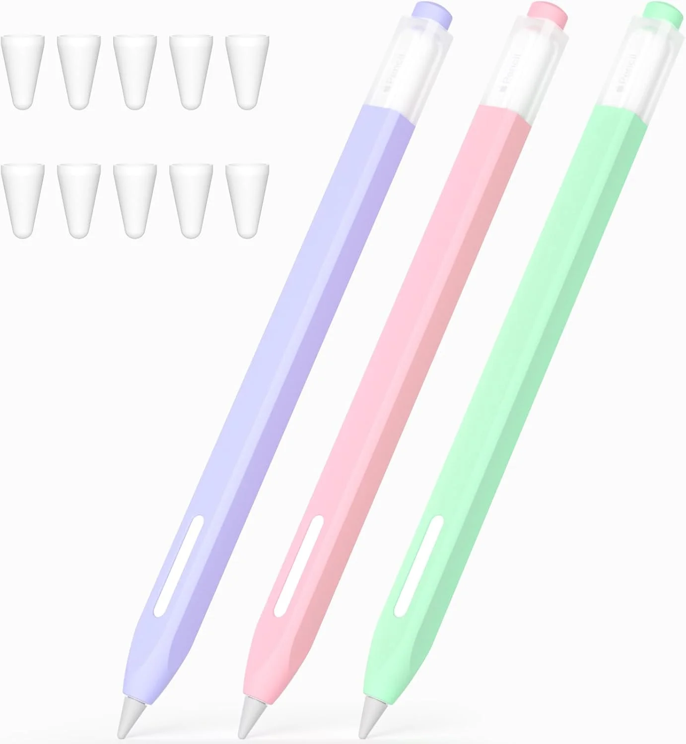 بسته 3 عددی کاور مداد برای اپل پنسل پرو و نسل دوم، طراحی کلاسیک، کاور سیلیکونی بادوام، به همراه 10 عدد روکش سیلیکونی نوک (بنفش، آبی روشن، صورتی) بسته 3 عددی کاور مداد برای اپل پنسل پرو و نسل دوم، طراحی کلاسیک، کاور سیلیکونی بادوام، به همراه 10 عدد روکش سیلیکونی نوک (بنفش، آبی روشن، صورتی)