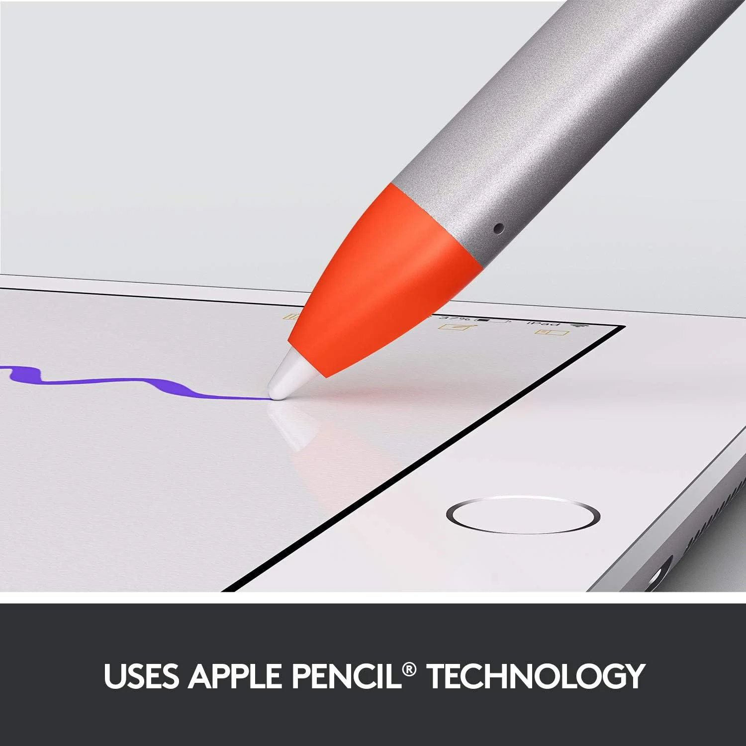 قلم دیجیتال لاجیتک Crayon برای تمام آیپدها (مدل های 2018 و جدیدتر) با فناوری Apple Pencil، طراحی ضد لغزش و نوک هوشمند پویا - سوربت تند