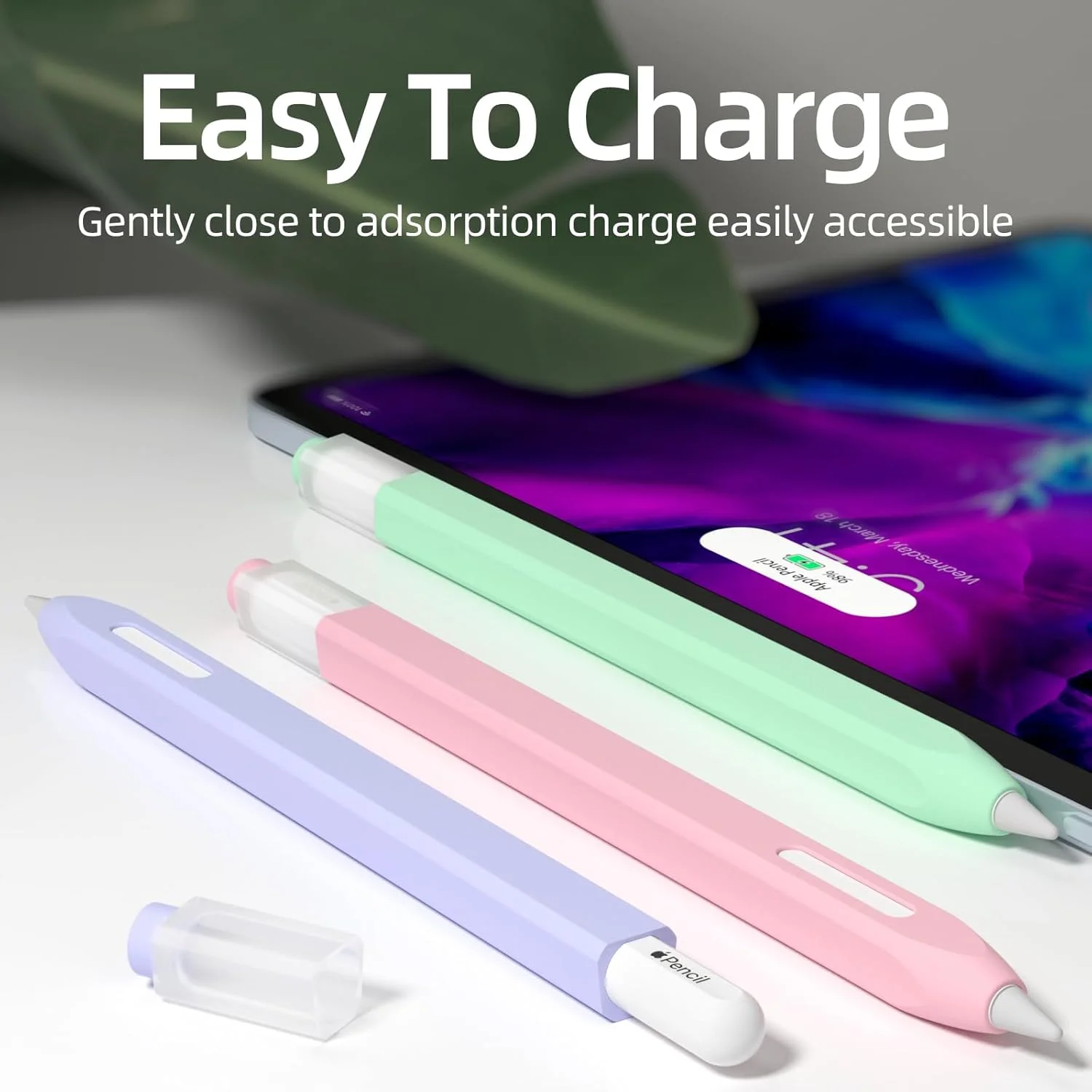 بسته 3 عددی کاور مداد برای اپل پنسل پرو و نسل دوم، طراحی کلاسیک، کاور سیلیکونی بادوام، به همراه 10 عدد روکش سیلیکونی نوک (بنفش، آبی روشن، صورتی)