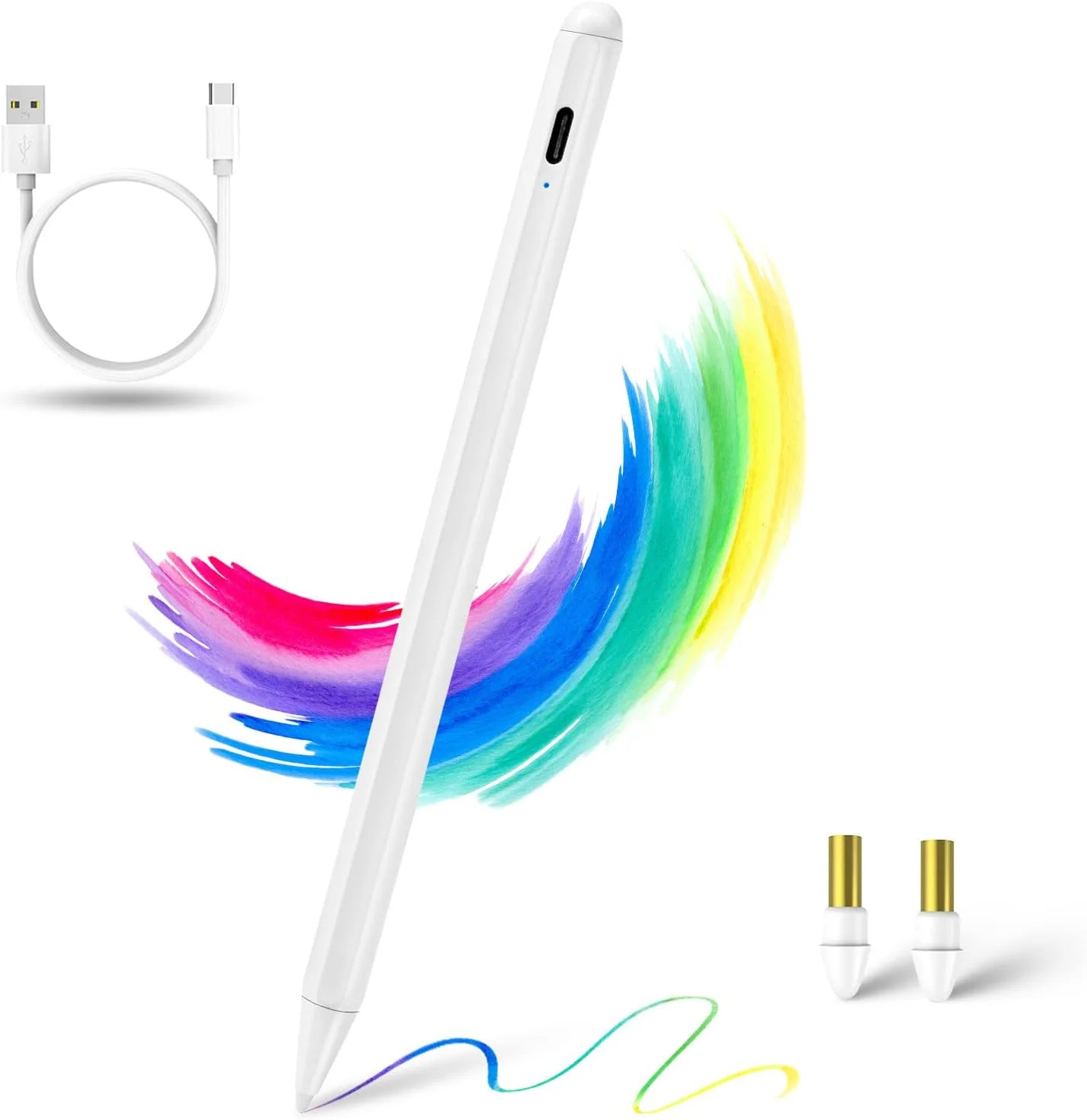 قلم لمسی آیپد نسل 11/10 اپل با قابلیت تشخیص کف دست، قلم استایلوس شارژ سریع A8 برای آیپد A16/10/9/8/7، مینی 6/7، ایر 5/4/M2/M3، آیپد پرو 11/12.9/13/M4/M5 مغناطیسی، سفید قلم لمسی آیپد نسل 11/10 اپل با قابلیت تشخیص کف دست، قلم استایلوس شارژ سریع A8 برای آیپد A16/10/9/8/7، مینی 6/7، ایر 5/4/M2/M3، آیپد پرو 11/12.9/13/M4/M5 مغناطیسی، سفید