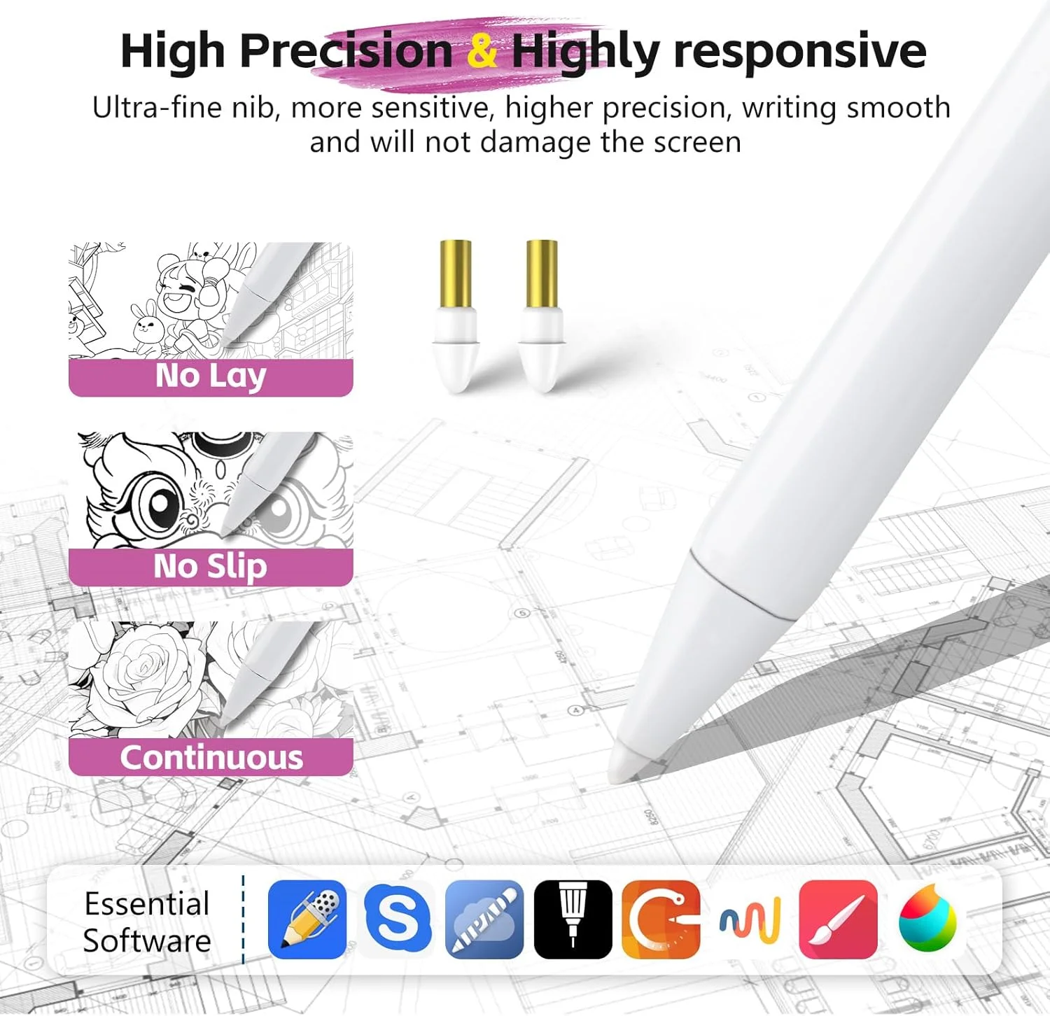 قلم لمسی آیپد نسل 11/10 اپل با قابلیت تشخیص کف دست، قلم استایلوس شارژ سریع A8 برای آیپد A16/10/9/8/7، مینی 6/7، ایر 5/4/M2/M3، آیپد پرو 11/12.9/13/M4/M5 مغناطیسی، سفید قلم لمسی آیپد نسل 11/10 اپل با قابلیت تشخیص کف دست، قلم استایلوس شارژ سریع A8 برای آیپد A16/10/9/8/7، مینی 6/7، ایر 5/4/M2/M3، آیپد پرو 11/12.9/13/M4/M5 مغناطیسی، سفید