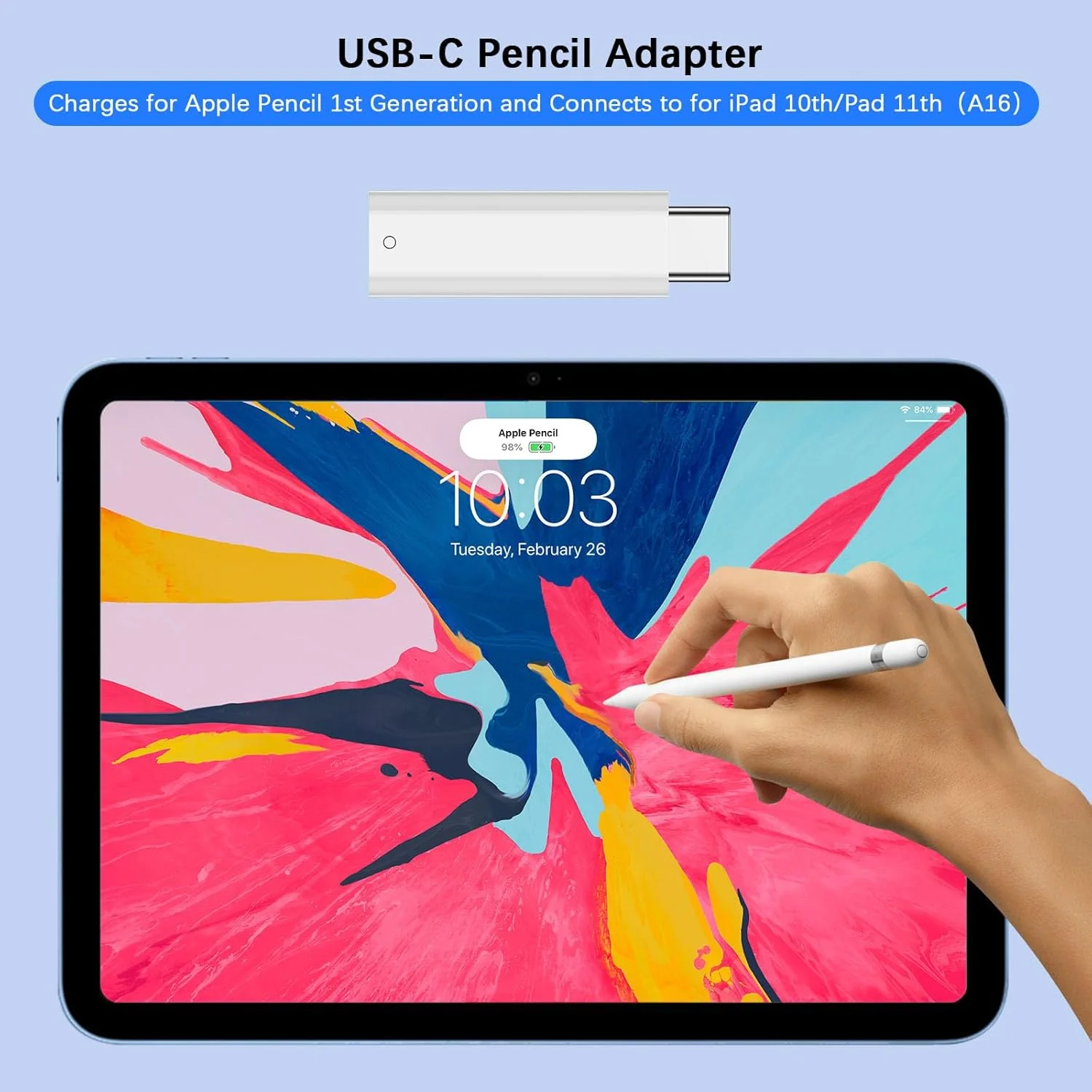 آداپتور USB C به قلم لمسی برای قلم لمسی نسل اول اپل، آداپتور شارژر iPencil USB-C نر سازگار با iPad 10th/11(A16) اتصال بلوتوث، کانکتور شارژر Type C به لایتنینگ برای iPencil 1st آداپتور USB C به قلم لمسی برای قلم لمسی نسل اول اپل، آداپتور شارژر iPencil USB-C نر سازگار با iPad 10th/11(A16) اتصال بلوتوث، کانکتور شارژر Type C به لایتنینگ برای iPencil 1st