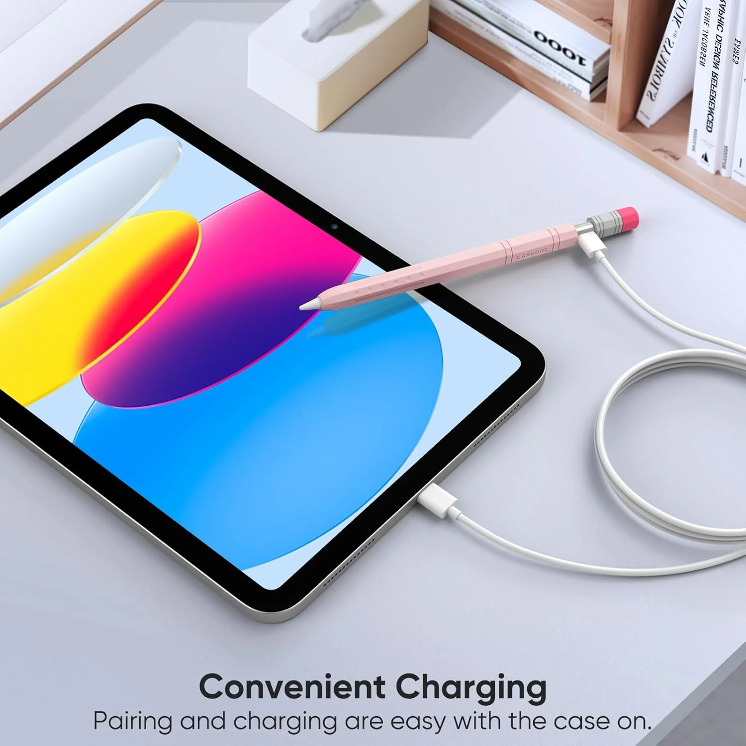 روکش سیلیکونی Fintie برای قلم اپل (USB-C)، محافظ نرم و ضد لغزش قلم، پشتیبانی از اتصال مغناطیسی، صورتی