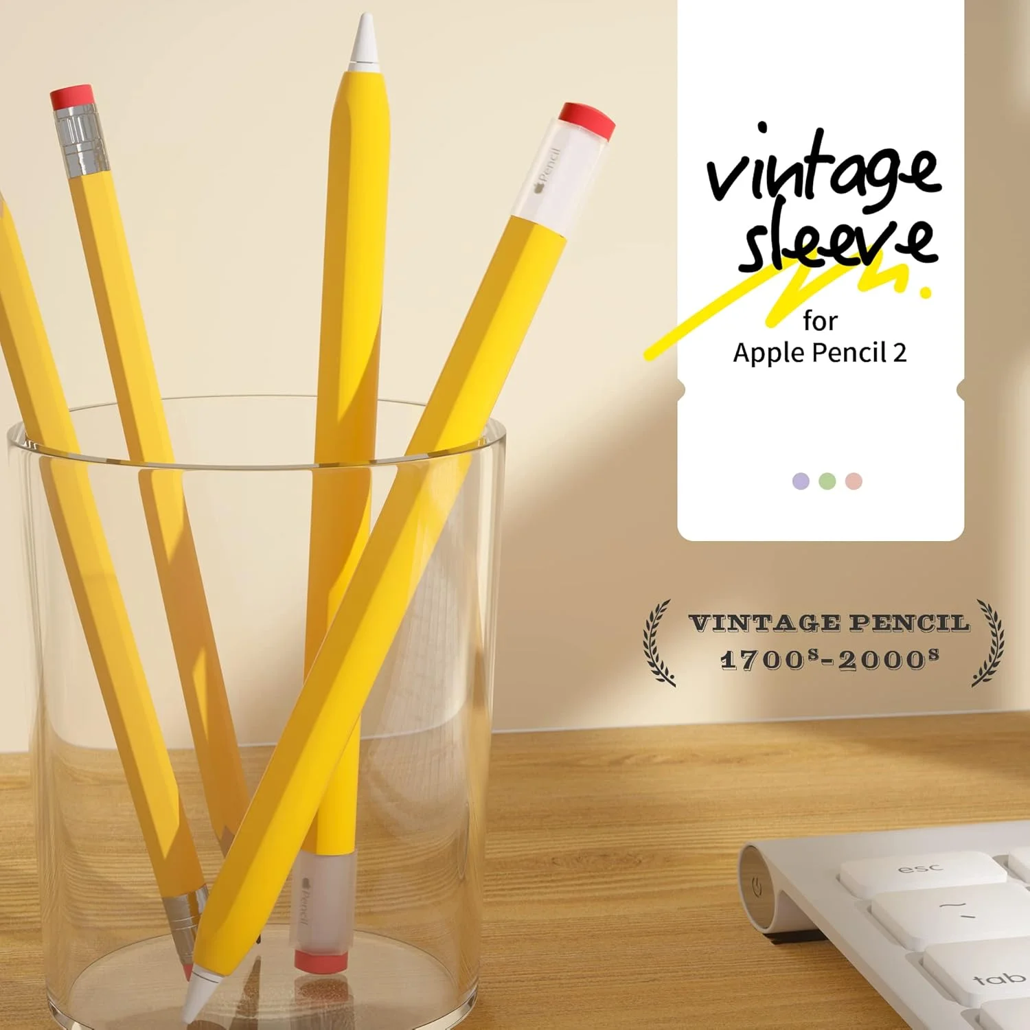 کاور سیلیکونی ELETIUO سازگار با قلم اپل نسل دوم، محافظ و نگهدارنده با سری، سازگار با آیپد پرو ۱۱ و ۱۲.۹ اینچ، زرد