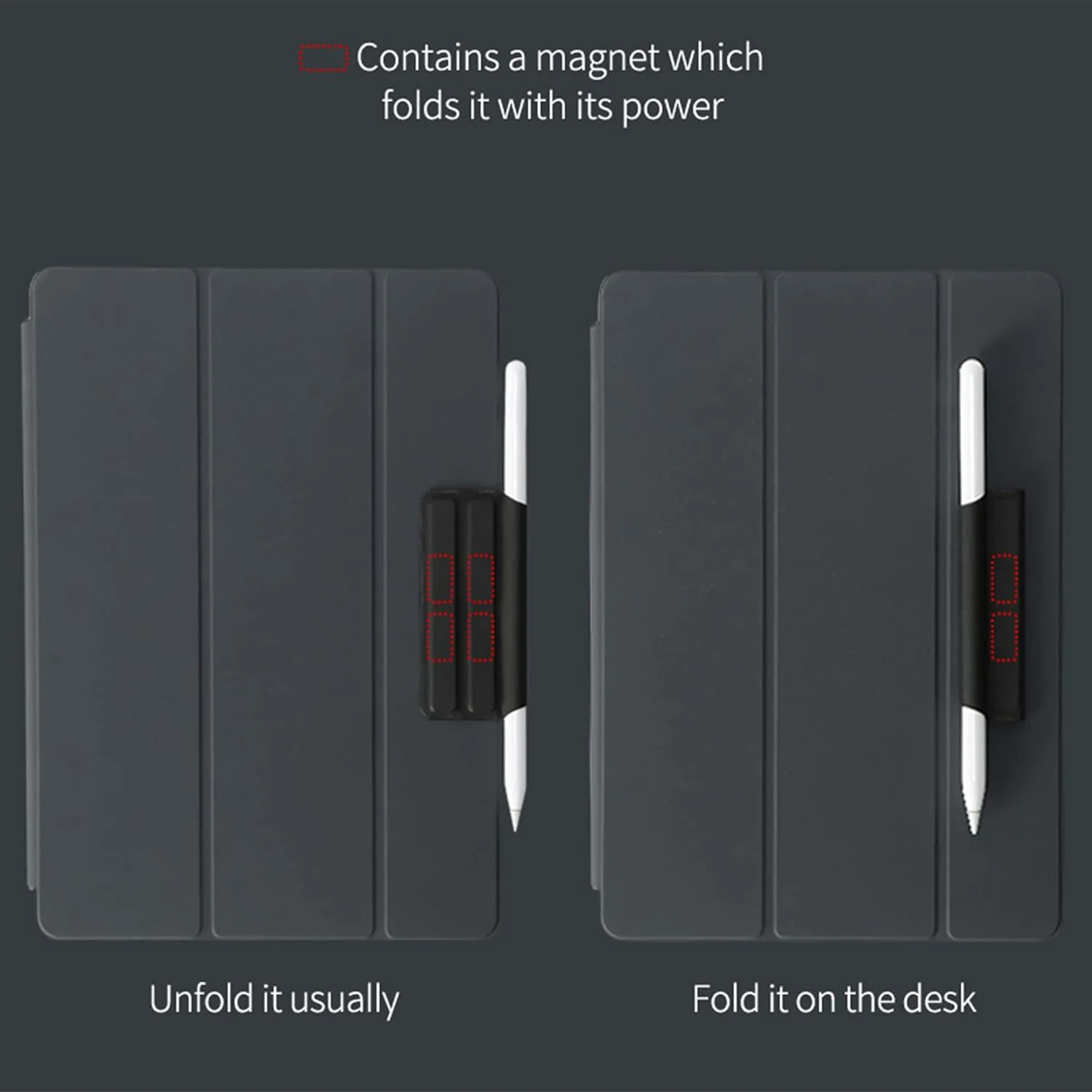 محفظه مداد OFA سازگار با مداد نسل 1/2/Pro، کاربردی، تاشو، دارای آهنربای داخلی، لوازم جانبی کاور، شارژ بی سیم مداد اپل نسل 2/ Pro (مشکی مات)