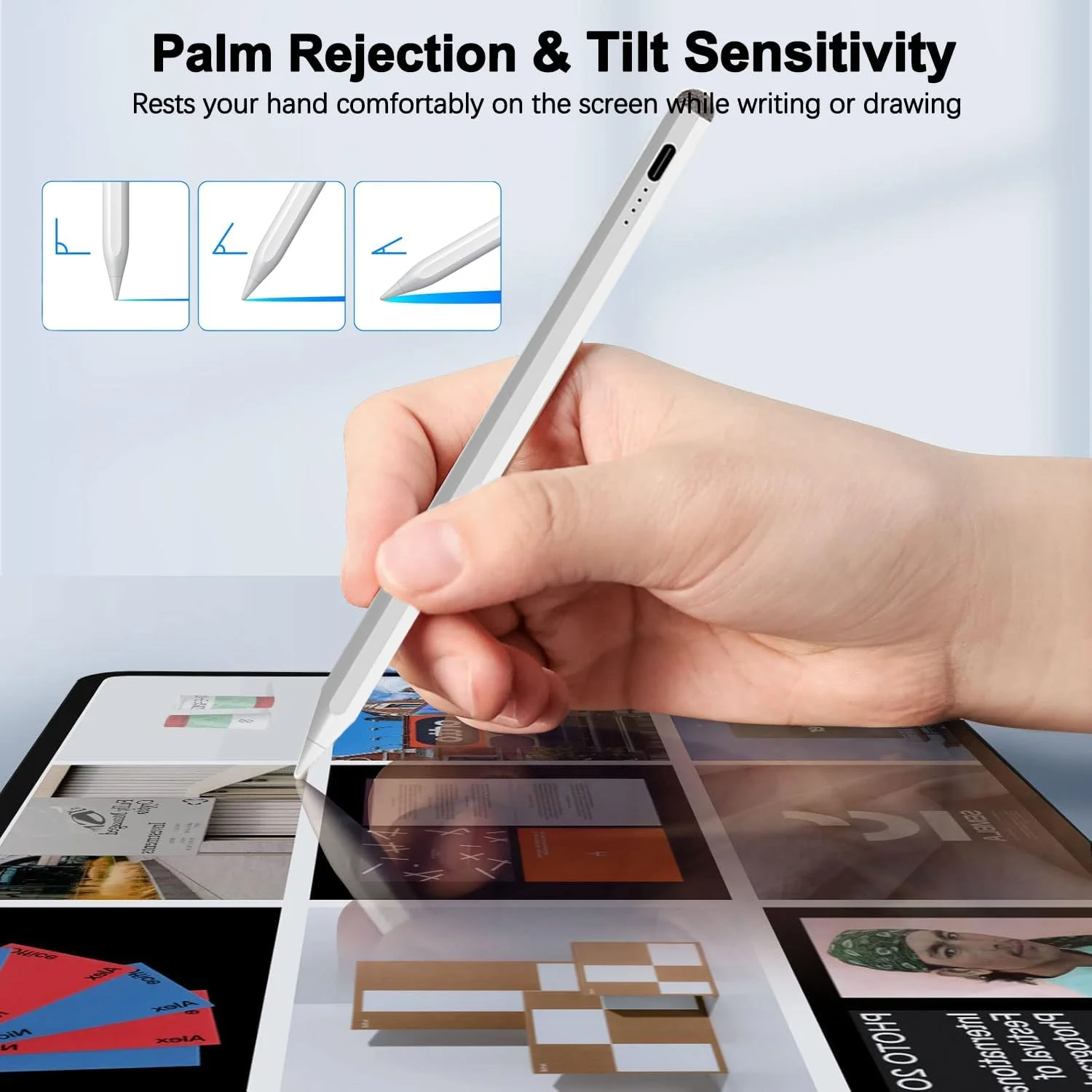 قلم لمسی برای آیپد مداد نسل 11 A16/10/9، بسته 2 عددی قلم آیپد پرو با شارژ سریع، قلم فعال آیپد برای آیپد 11 A16/10/9/8/7/6 مدل 2018-2025، آیپد پرو 13 اینچ/11 اینچ/12.9 اینچ/M4، آیپد ایر 6/5/4/3/M2، آیپد مینی نسل 5/6/7