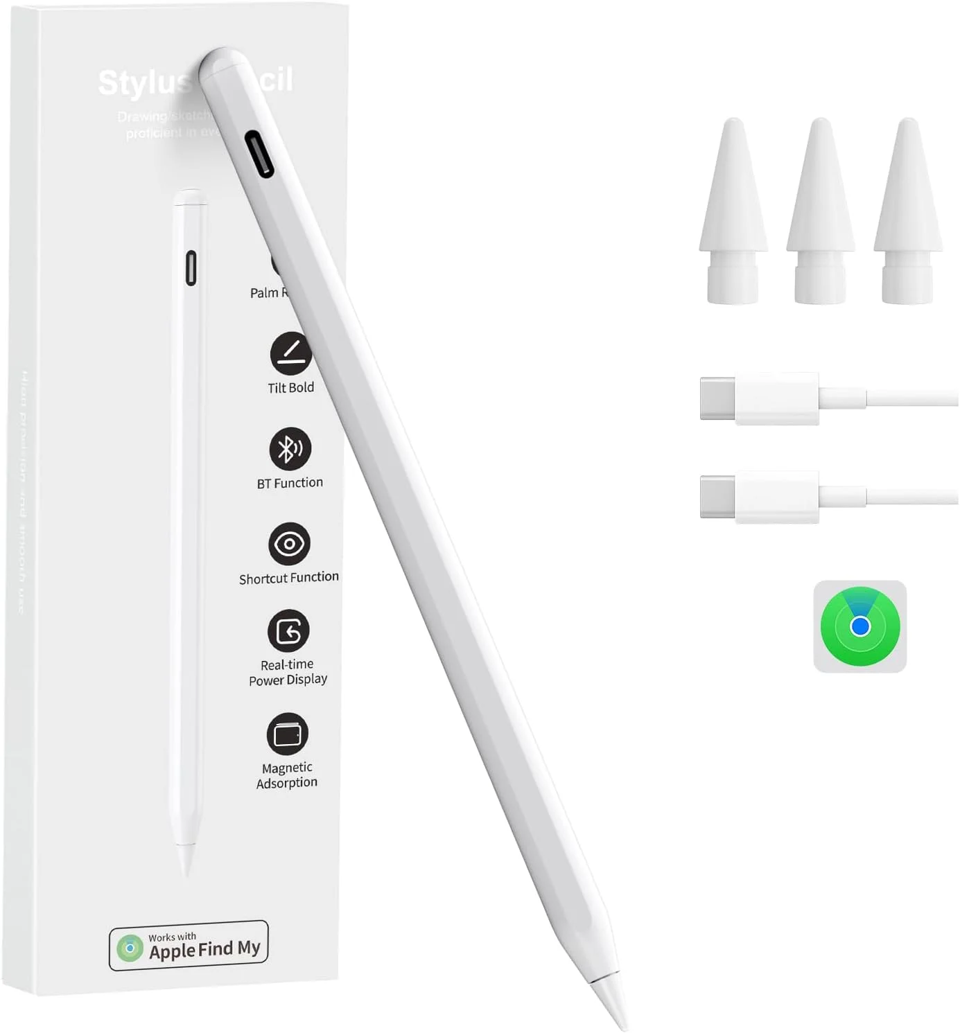 مداد لمسی Findmy iPad سازگار با Apple iPad 2028-2025، با شارژ سریع و میانبر آسان برای iPad A16(11th)/10/9/8 و Air 13/11 و Pro 12.9/13/11 و Mini 7/6/5، سفید (بدون شارژ بیسیم) مداد لمسی Findmy iPad سازگار با Apple iPad 2028-2025، با شارژ سریع و میانبر آسان برای iPad A16(11th)/10/9/8 و Air 13/11 و Pro 12.9/13/11 و Mini 7/6/5، سفید (بدون شارژ بیسیم)