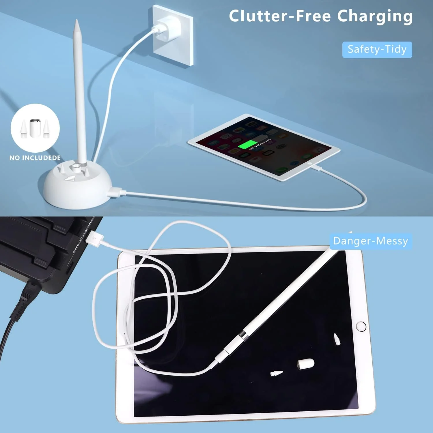 پایه شارژر قلم لمسی سازگار با قلم نسل اول آیپد، دارای درگاه USB و نشانگر LED پایه شارژر قلم لمسی سازگار با قلم نسل اول آیپد، دارای درگاه USB و نشانگر LED