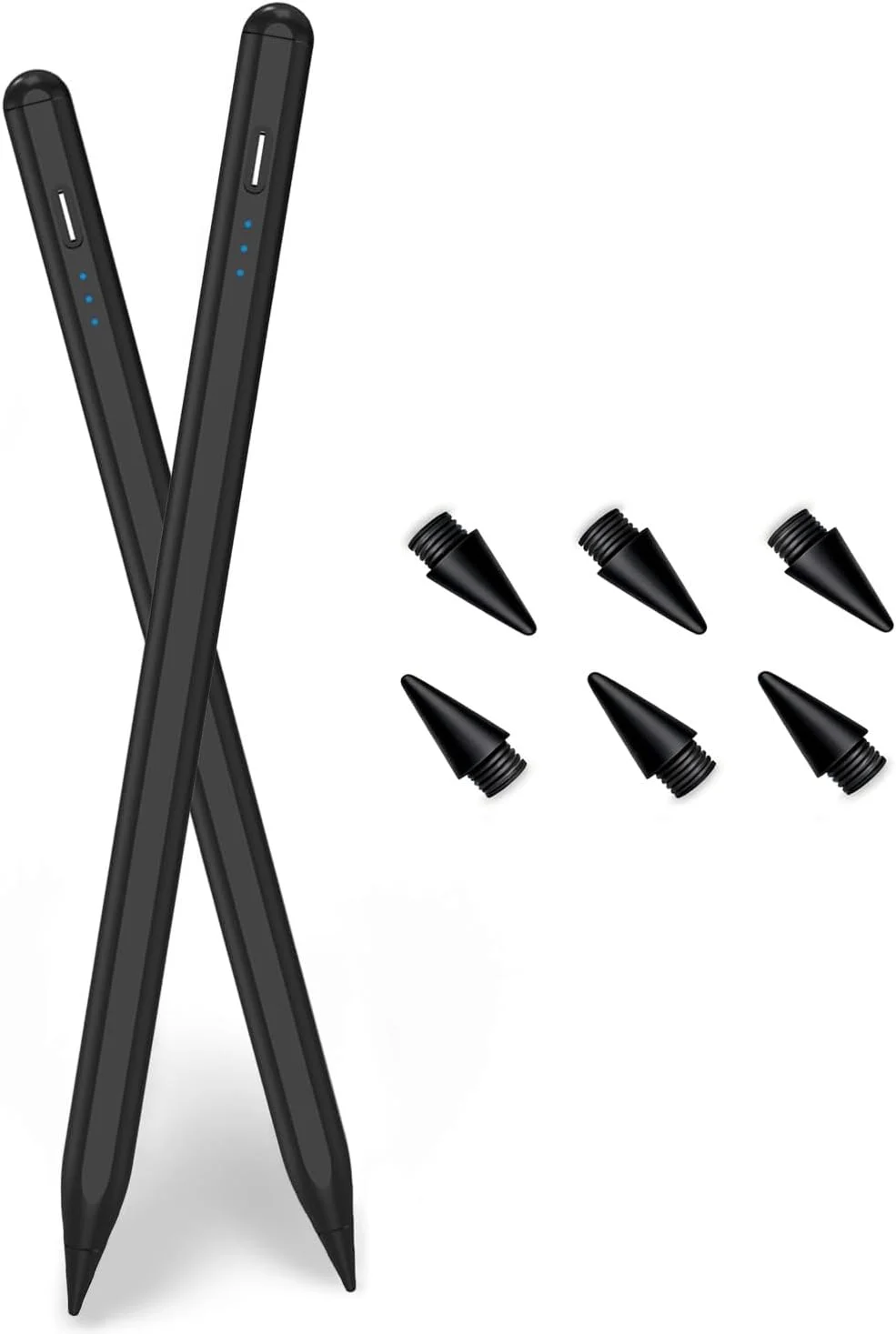 قلم استایلوس برای آیپد A16/نسل 11 (2018-2025)، بسته 2 عددی قلم فعال آیپد با شارژ سریع، رد دست و حساسیت به زاویه، سازگار با آیپد 11-نسل 6، آیپد پرو M4/12.9 اینچ/11 اینچ، آیپد ایر M3/M2/5/4/3، مینی 7/6/5 - مشکی