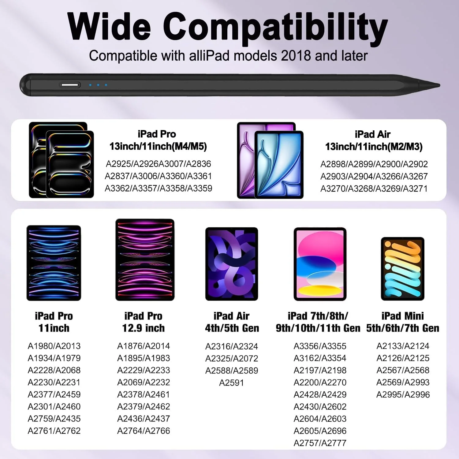 قلم استایلوس برای آیپد A16/نسل 11 (2018-2025)، بسته 2 عددی قلم فعال آیپد با شارژ سریع، رد دست و حساسیت به زاویه، سازگار با آیپد 11-نسل 6، آیپد پرو M4/12.9 اینچ/11 اینچ، آیپد ایر M3/M2/5/4/3، مینی 7/6/5 - مشکی قلم استایلوس برای آیپد A16/نسل 11 (2018-2025)، بسته 2 عددی قلم فعال آیپد با شارژ سریع، رد دست و حساسیت به زاویه، سازگار با آیپد 11-نسل 6، آیپد پرو M4/12.9 اینچ/11 اینچ، آیپد ایر M3/M2/5/4/3، مینی 7/6/5 - مشکی