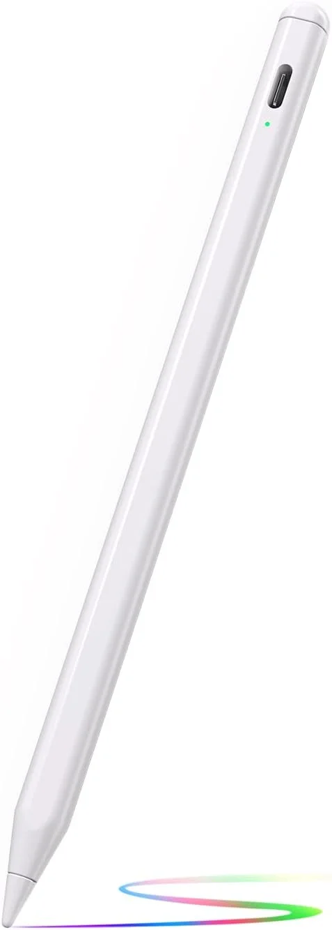 سازگار با قلم آیپد نسل دوم، اپل آیپد 6/7/8/9/10، آیپد پرو 11 اینچ/12.9 اینچ، آیپد ایر 3/4، آیپد مینی 5/6، قلم لمسی برای آیپد نسل نهم و دهم، شارژ 2 برابر سریعتر قلم هوشمند - سفید
