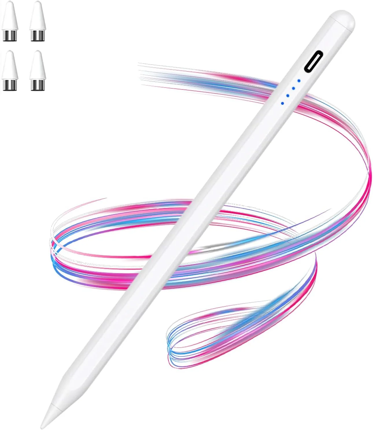 قلم لمسی یونیورسال برای صفحات لمسی، نوک POM مغناطیسی، قلم آیپد قابل شارژ، قلم لمسی اکتیو برای اندروید/آیپد/پرو/ایر/مینی/آیفون/سامسونگ/لنوو/iOS و سایر دستگاه های تلفن هوشمند