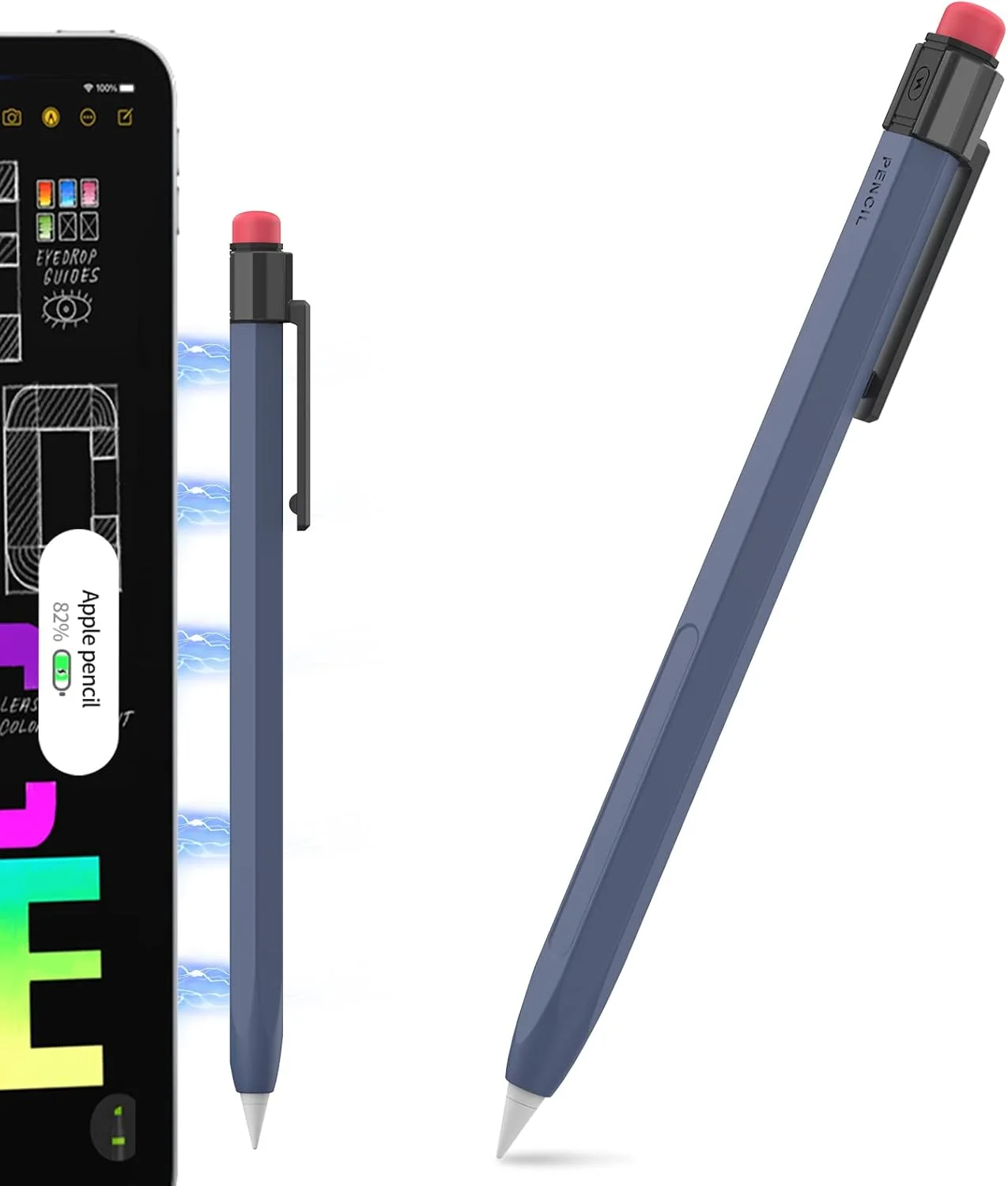 کاور سیلیکونی قلم لمسی اپل نسل 2 با گیره محکم - سازگار با قلم لمسی اپل نسل 2 برای آیپد پرو (آبی تیره)