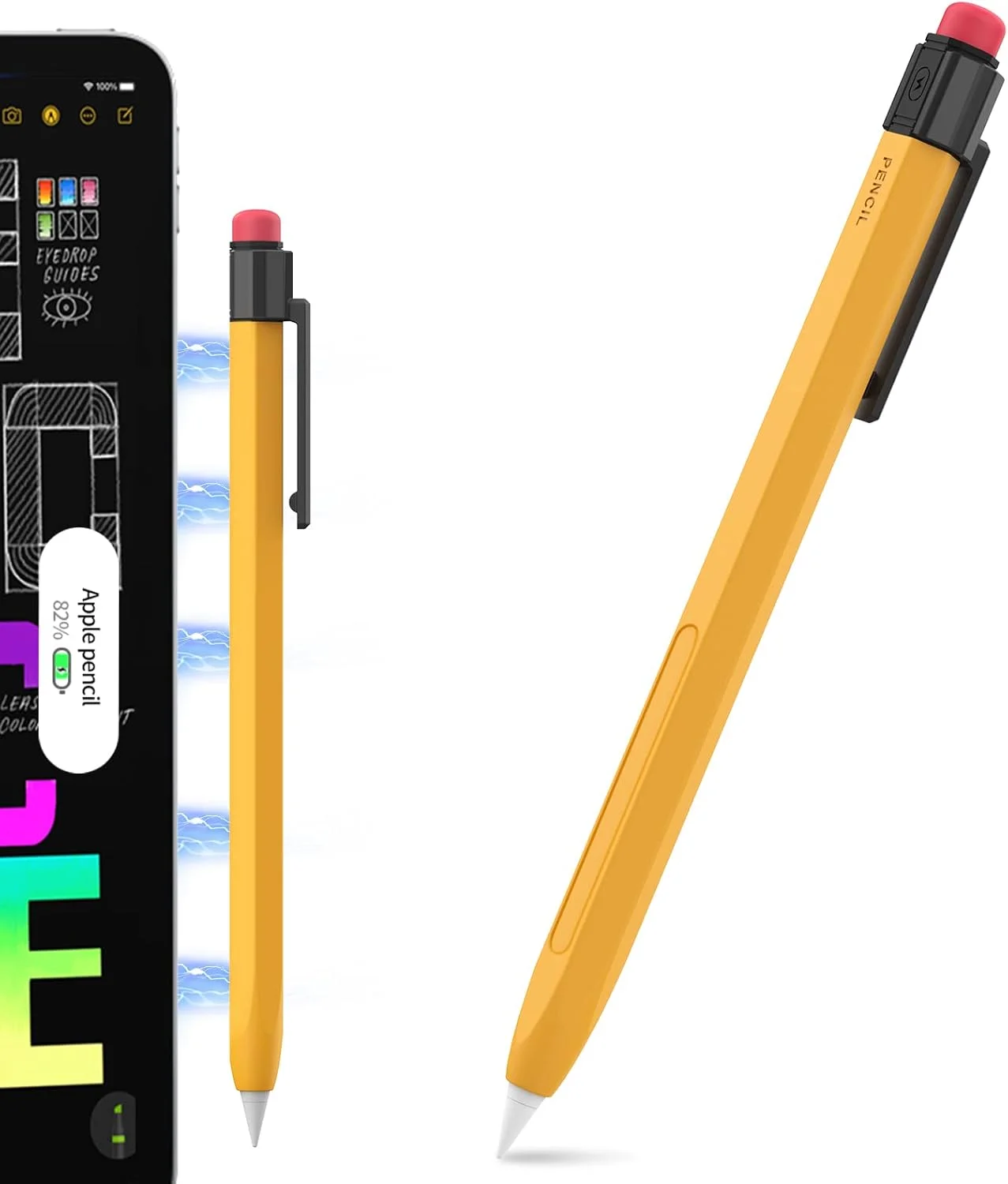 کاور محافظ سیلیکونی قلم لمسی اپل نسل دوم به همراه گیره محکم - سازگار با قلم لمسی اپل نسل دوم و پرو