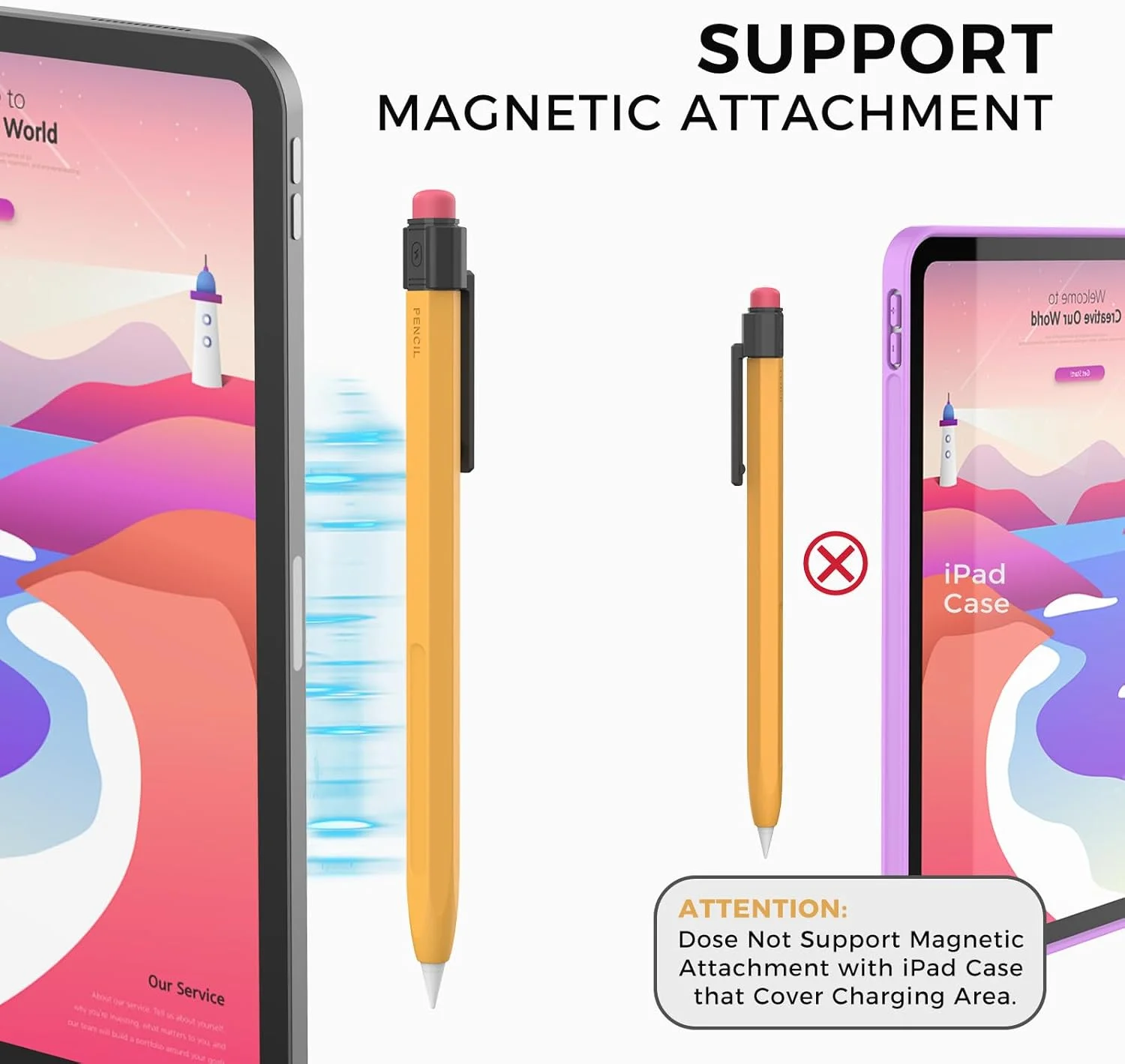 کاور محافظ سیلیکونی قلم لمسی اپل نسل دوم به همراه گیره محکم - سازگار با قلم لمسی اپل نسل دوم و پرو