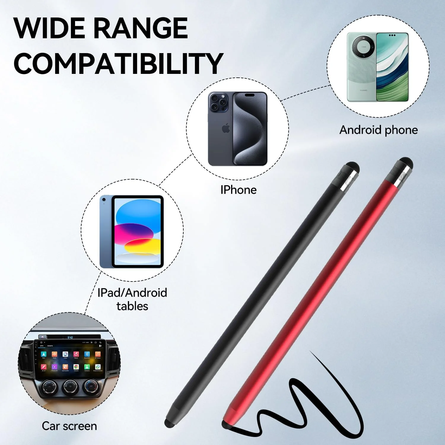 قلم لمسی T Tersely [بسته 6 عددی] برای صفحات لمسی، مناسب برای Apple iPad Air 5 / Pro، iPhone 15 14 13 12 Pro Max، Samsung و قلم خازنی با دقت بالا برای همه دستگاه های دارای صفحه لمسی جهانی