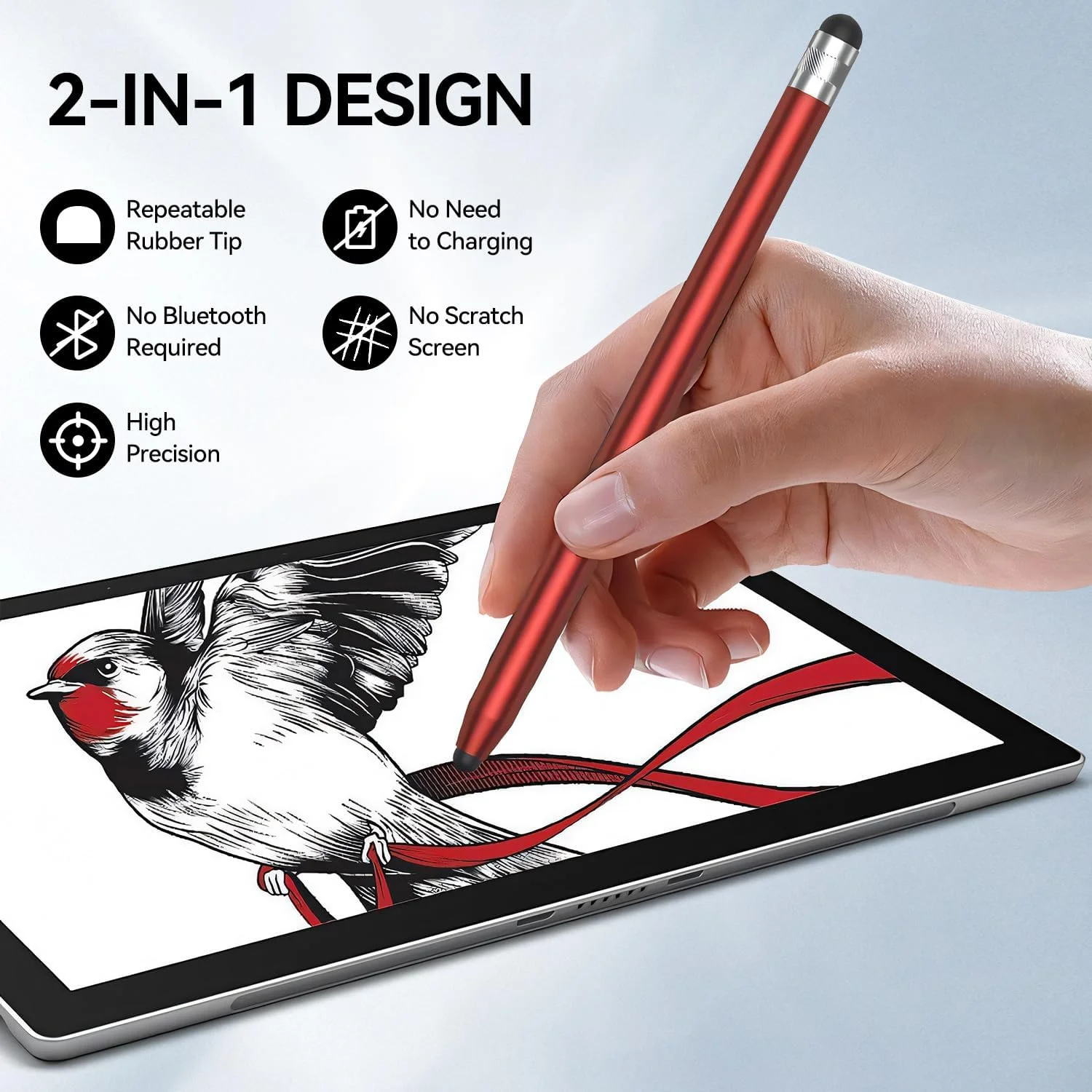 قلم لمسی T Tersely [بسته 6 عددی] برای صفحات لمسی، مناسب برای Apple iPad Air 5 / Pro، iPhone 15 14 13 12 Pro Max، Samsung و قلم خازنی با دقت بالا برای همه دستگاه های دارای صفحه لمسی جهانی