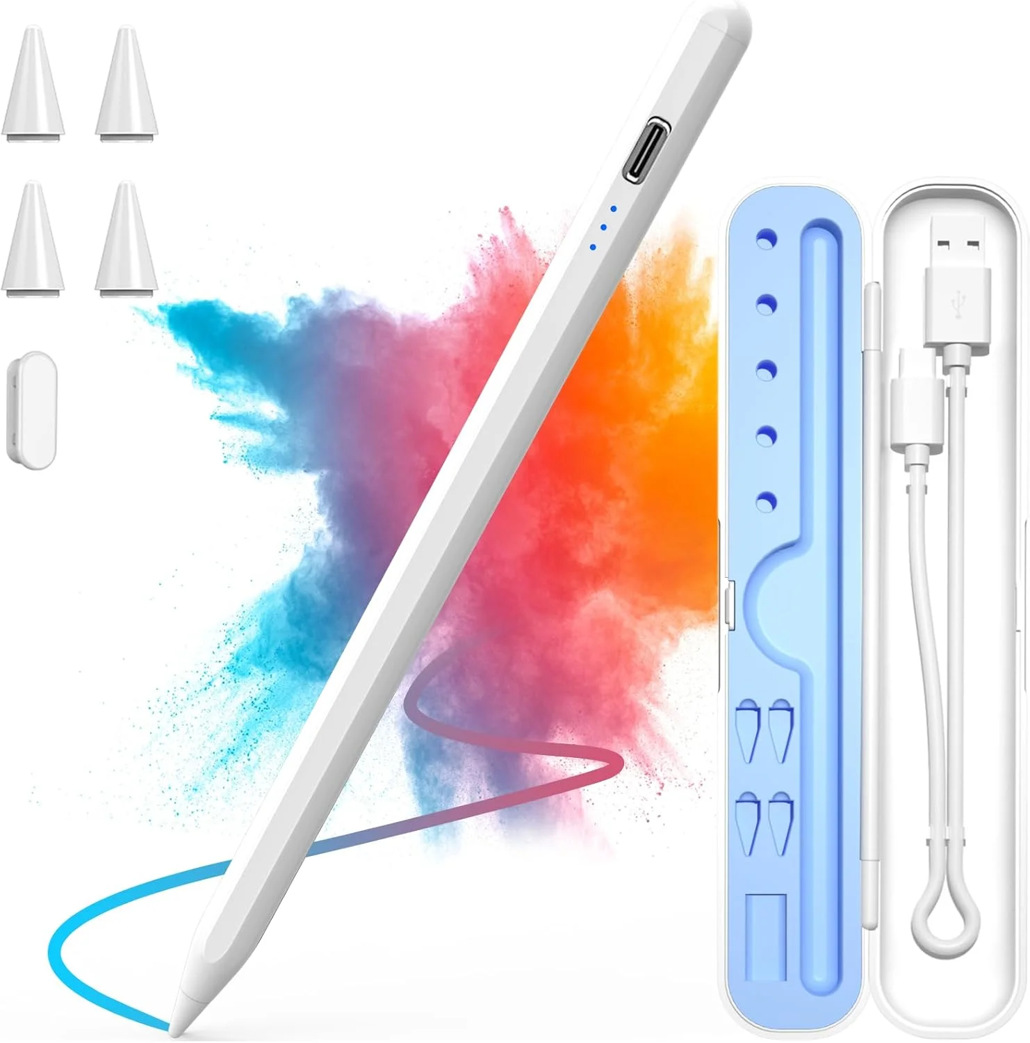 قلم لمسی برای آیپد ۲۰۱۸-۲۰۲۵، شارژ سریع ۱۵ دقیقهای، سازگار با آیپد ۱۱/۱۰/۹/۸/۷/۶، پرو M4/۱۲.۹ اینچ (۶/۵/۴/۳)/۱۱ اینچ، ایر M3/M2/۵/۴/۳، مینی A17 Pro/۶/۵، سفید قلم لمسی برای آیپد ۲۰۱۸-۲۰۲۵، شارژ سریع ۱۵ دقیقهای، سازگار با آیپد ۱۱/۱۰/۹/۸/۷/۶، پرو M4/۱۲.۹ اینچ (۶/۵/۴/۳)/۱۱ اینچ، ایر M3/M2/۵/۴/۳، مینی A17 Pro/۶/۵، سفید