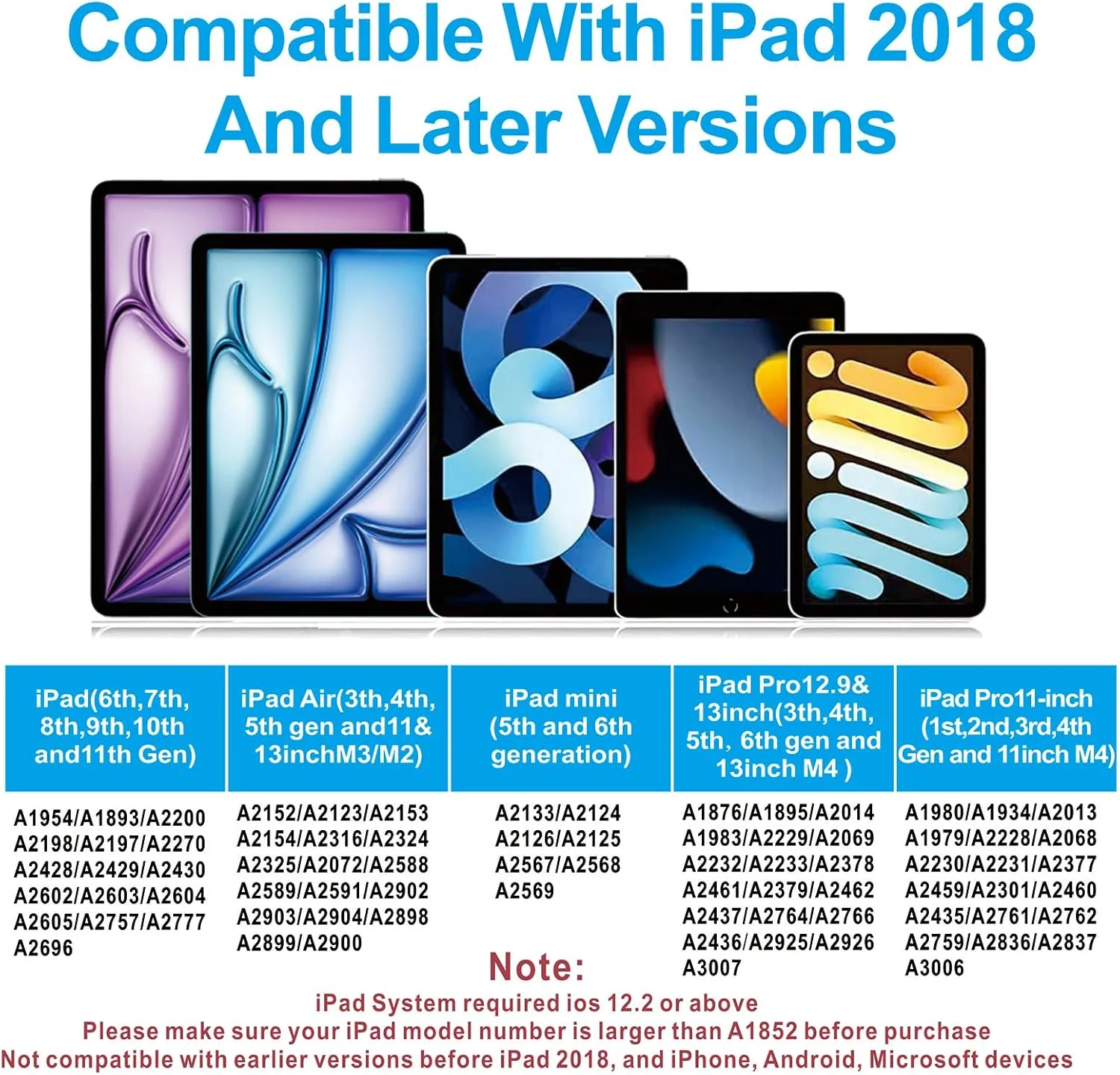 قلم لمسی برای آیپد ۲۰۱۸-۲۰۲۵ با قابلیت جلوگیری از لمس ناخواسته، قلم اپل برای آیپد نسل ۱۱/۱۰/۹/۸/۷/۶، آیپد پرو ۱۱/۱۲.۹ اینچ، آیپد ایر ۲۰۲۵ ۱۱ و ۱۳ اینچ (M3/2) / نسل ۵/۴/۳، آیپد مینی نسل ۶/۵