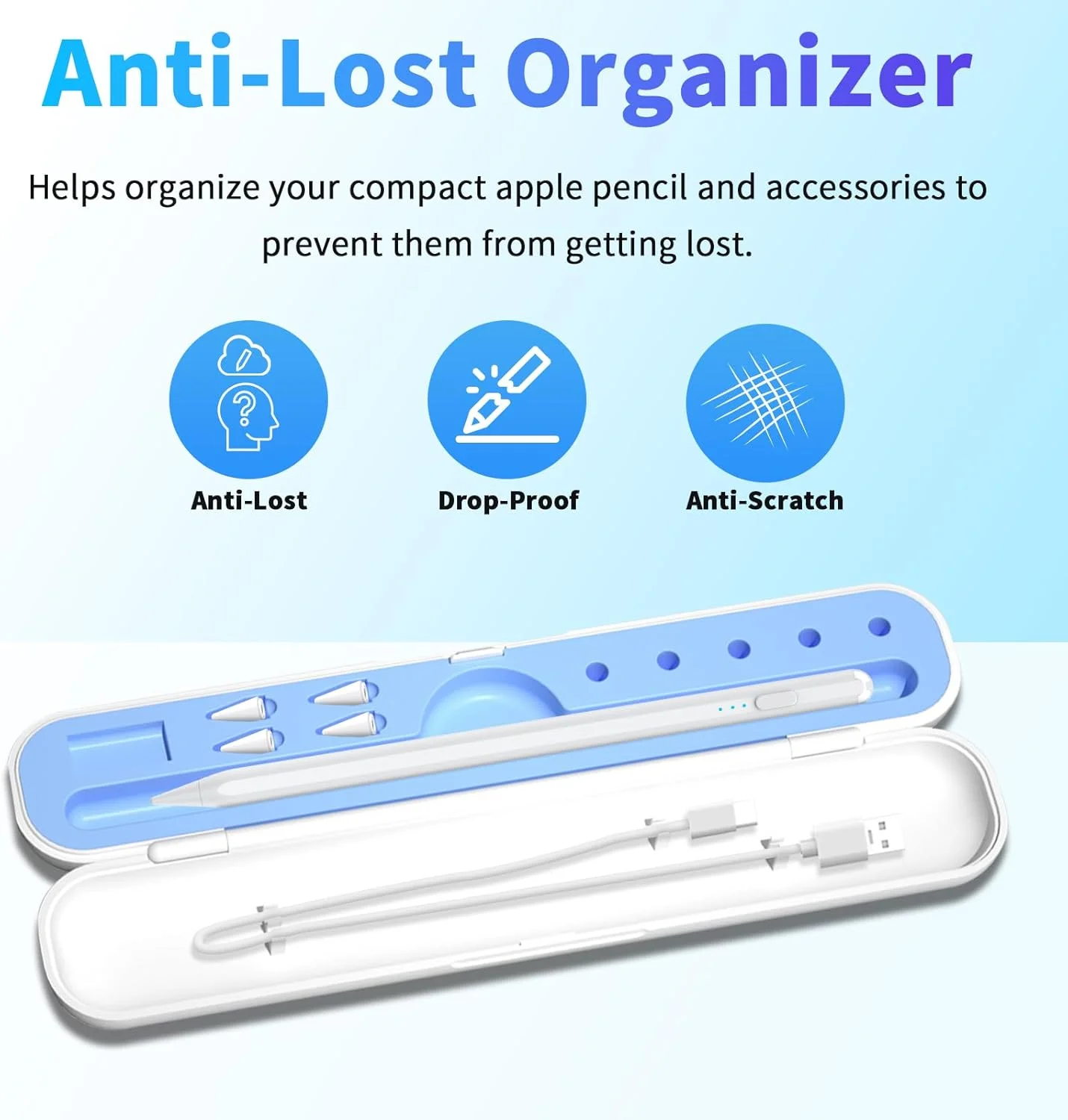 قلم لمسی برای آیپد ۲۰۱۸-۲۰۲۵، شارژ سریع ۱۵ دقیقه‌ای، سازگار با آیپد ۱۱/۱۰/۹/۸/۷/۶، پرو M4/۱۲.۹ اینچ (۶/۵/۴/۳)/۱۱ اینچ، ایر M3/M2/۵/۴/۳، مینی A17 Pro/۶/۵، سفید