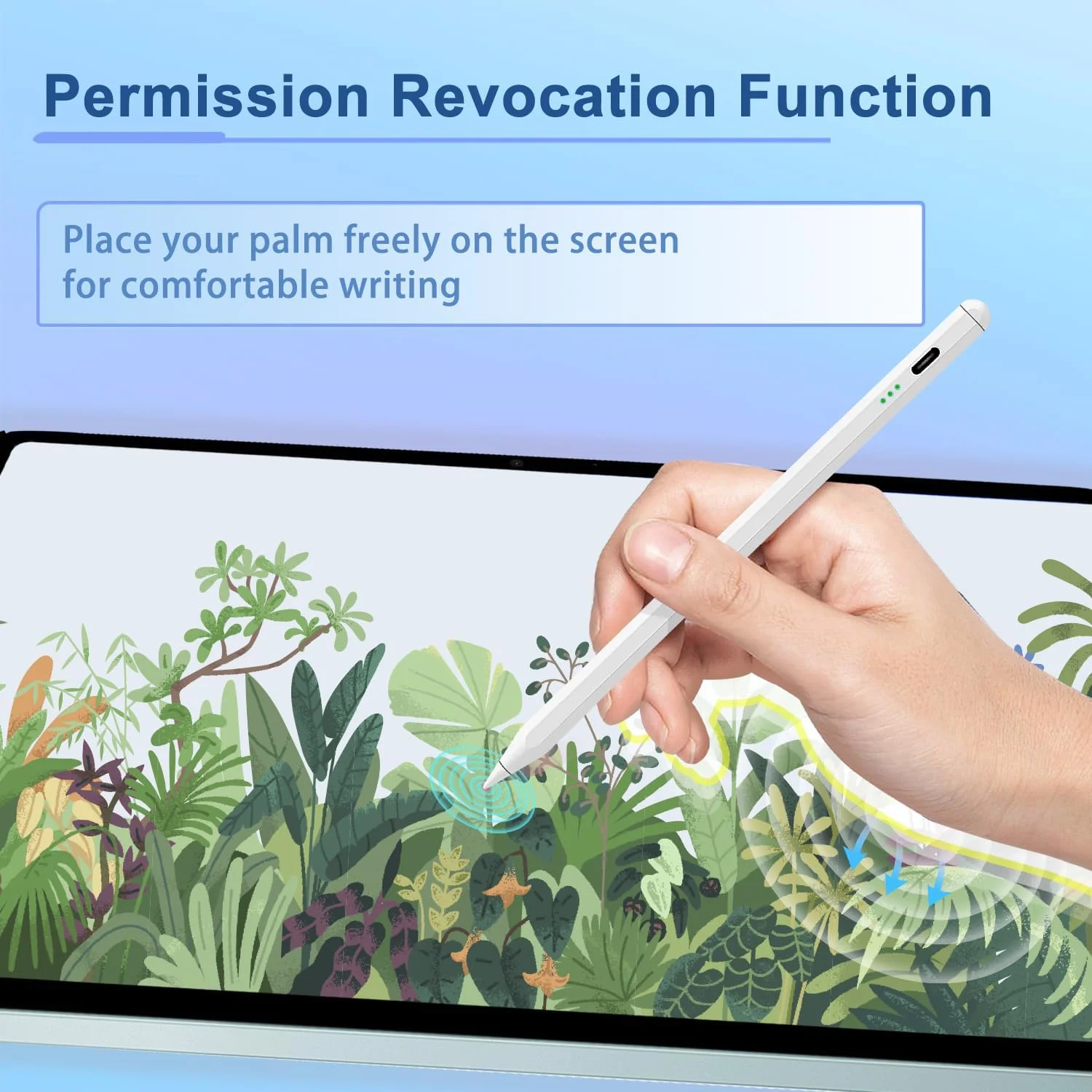 قلم لمسی برای آیپد (2018–2025)، قلم برای آیپد با قابلیت تشخیص دست، شارژ سریع USB-C، سازگار با آیپد نسل 6/7/8/9/10/11، ایر 3/4/5/M2/M3، پرو 11 اینچ/12.9 اینچ/13 اینچ، مینی 5/6/7