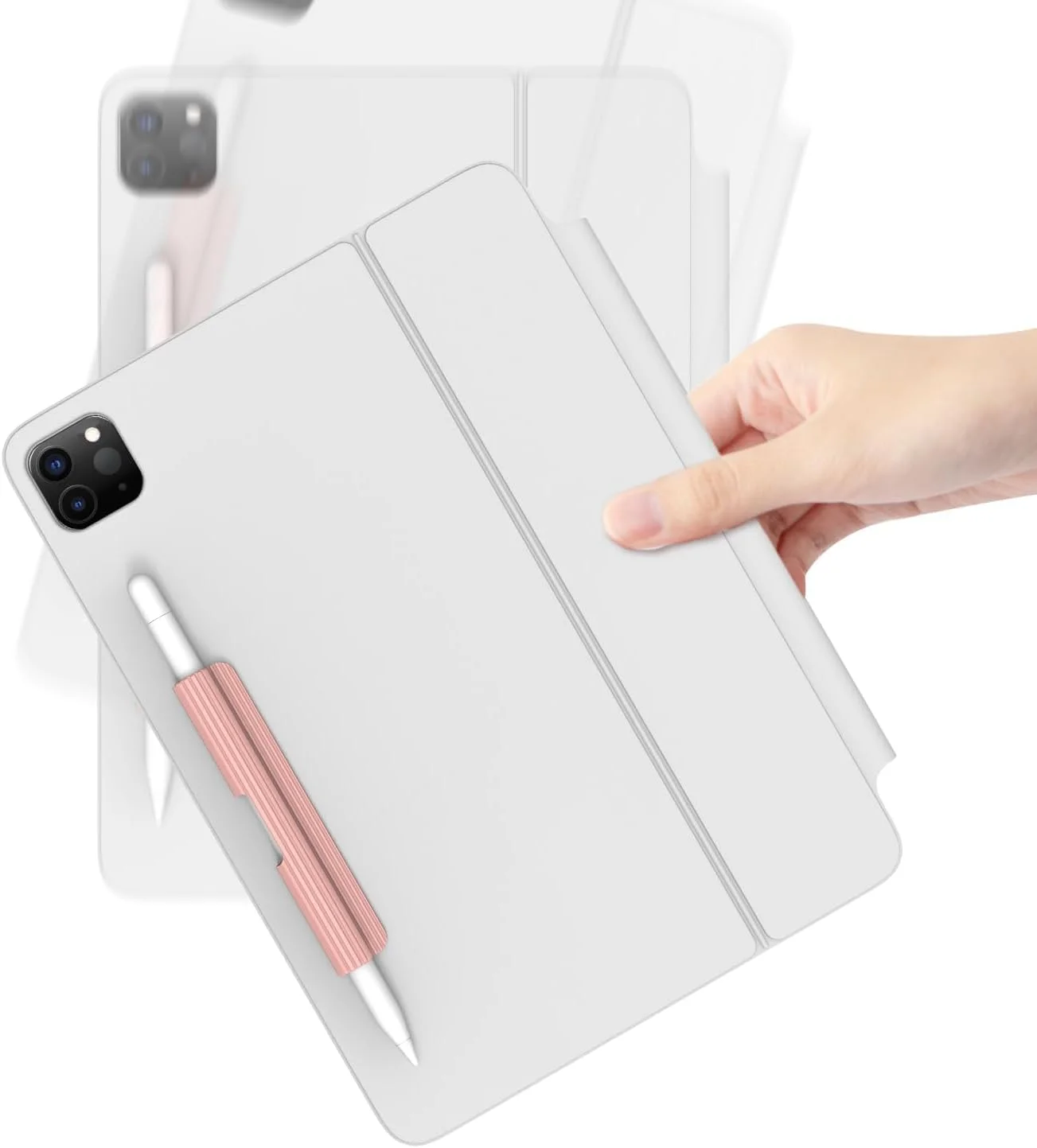 نگهدارنده سیلیکونی مداد، سازگار با مداد لمسی اپل، نسل اول/دوم، چسبندگی قوی متصل به قاب آیپد برای قلم های لمسی (صورتی)