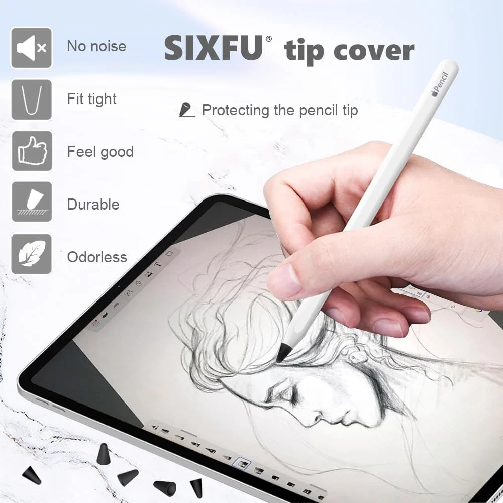 ۳۰ عدد روکش نوک مداد اپل با حس کاغذ، محافظ نوک و صفحه نمایش، طراحی سیلیکونی، ۳۰ عدد روکش مشکی ۳۰ عدد روکش نوک مداد اپل با حس کاغذ، محافظ نوک و صفحه نمایش، طراحی سیلیکونی، ۳۰ عدد روکش مشکی