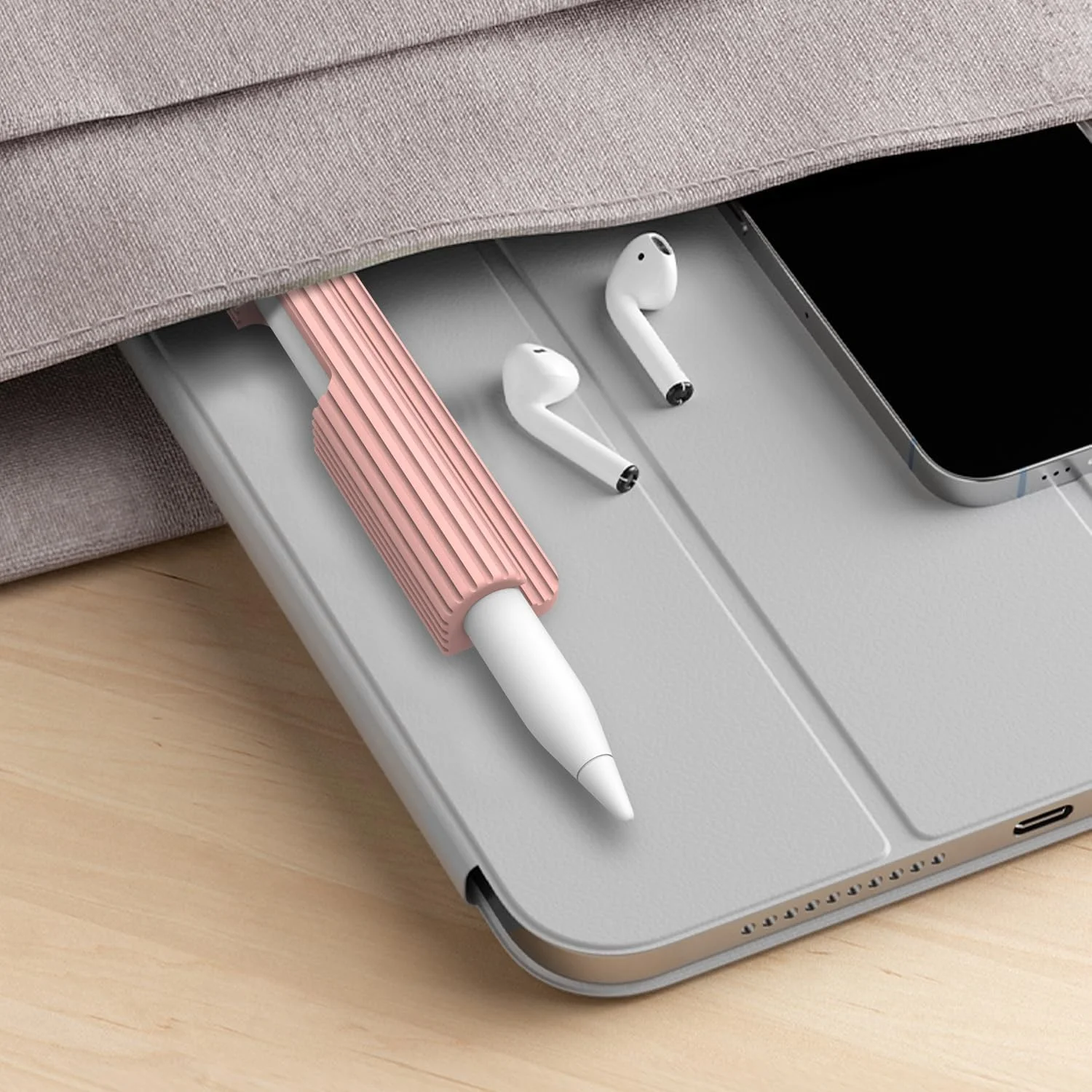 نگهدارنده سیلیکونی مداد، سازگار با مداد لمسی اپل، نسل اول/دوم، چسبندگی قوی متصل به قاب آیپد برای قلم های لمسی (صورتی)