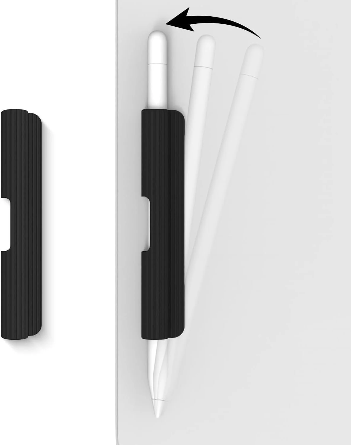 نگهدارنده مداد سیلیکونی، سازگار با قلم لمسی نسل 1 و 2، اتصال چسبنده قوی به قاب آیپد برای قلم های استایلوس، مشکی