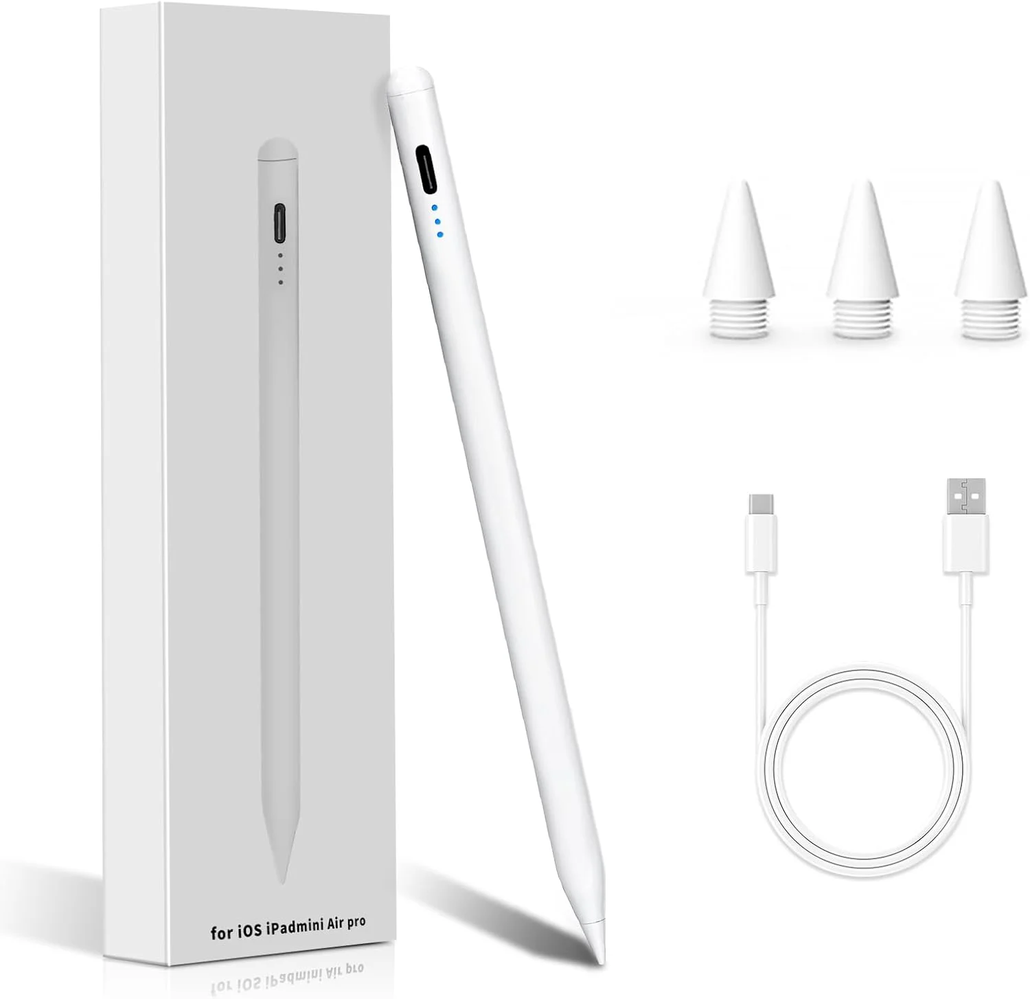 قلم لمسی برای آیپد اپل نسل 6/7/8/9/10، آیپد ایر 3/4/5، آیپد مینی 5/6، آیپد پرو 11/12.9 اینچ، قلم با قابلیت رد دست و حساسیت به شیب، شارژ مغناطیسی و USB-C قلم لمسی برای آیپد اپل نسل 6/7/8/9/10، آیپد ایر 3/4/5، آیپد مینی 5/6، آیپد پرو 11/12.9 اینچ، قلم با قابلیت رد دست و حساسیت به شیب، شارژ مغناطیسی و USB-C