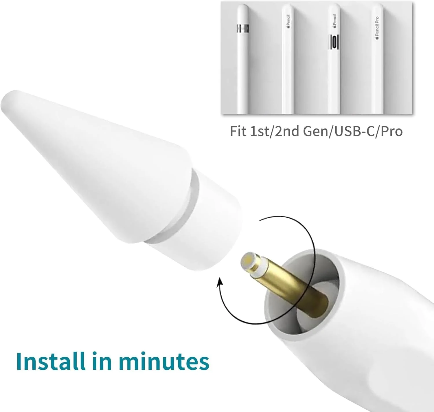 نوک های جایگزین برای قلم اپل نسل 1/2 و پرو/USB-C | حس اصلی و حساسیت بالا | نوک های بادوام برای نوشتن/طراحی | سازگار با محافظ صفحه نمایش کاغذی (بسته 4 عددی سفید) نوک های جایگزین برای قلم اپل نسل 1/2 و پرو/USB-C | حس اصلی و حساسیت بالا | نوک های بادوام برای نوشتن/طراحی | سازگار با محافظ صفحه نمایش کاغذی (بسته 4 عددی سفید)