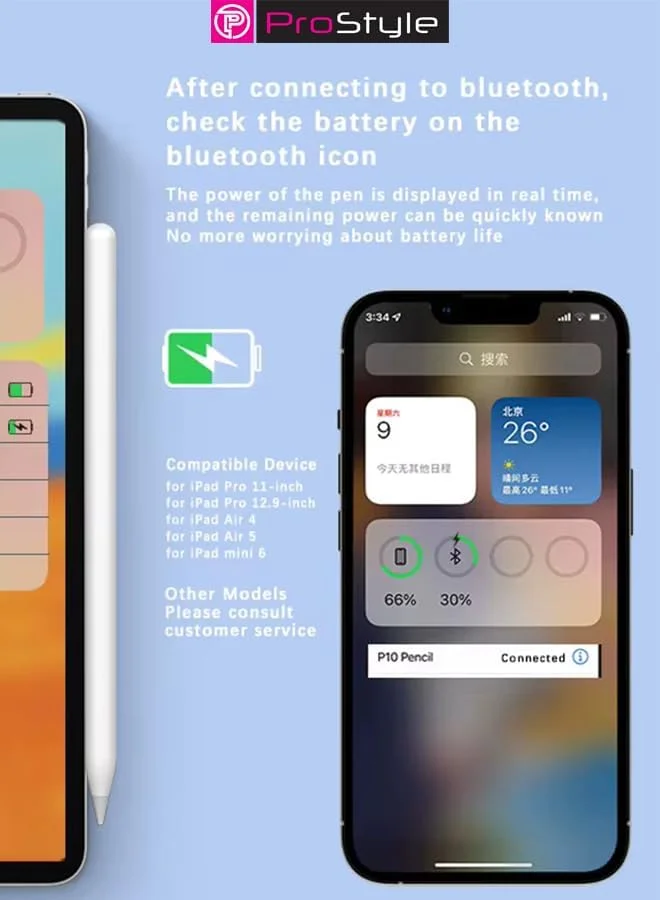 قلم لمسی Prostyle با قابلیت عدم تشخیص کف دست برای آیپد - شارژ مغناطیسی سازگار با آیپد پرو ۱۱، آیپد پرو ۱۲.۹، آیپد نسل ۶/۷/۸/۹، آیپد مینی نسل ۵/۶ و ایر قلم لمسی Prostyle با قابلیت عدم تشخیص کف دست برای آیپد - شارژ مغناطیسی سازگار با آیپد پرو ۱۱، آیپد پرو ۱۲.۹، آیپد نسل ۶/۷/۸/۹، آیپد مینی نسل ۵/۶ و ایر