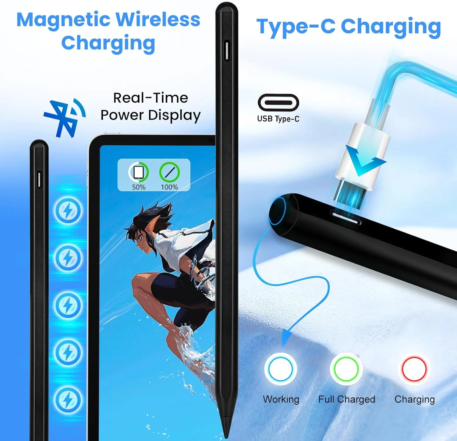 قلم لمسی برای آیپد اپل Ipencil نسل دوم، شارژ مغناطیسی بیسیم، قلم برای آیپد نسل دهم/مینی نسل ششم/ایر نسل پنجم/پرو 12.9 اینچی، جلوگیری از لمس ناخواسته، حساسیت به زاویه، مشکی قلم لمسی برای آیپد اپل Ipencil نسل دوم، شارژ مغناطیسی بیسیم، قلم برای آیپد نسل دهم/مینی نسل ششم/ایر نسل پنجم/پرو 12.9 اینچی، جلوگیری از لمس ناخواسته، حساسیت به زاویه، مشکی