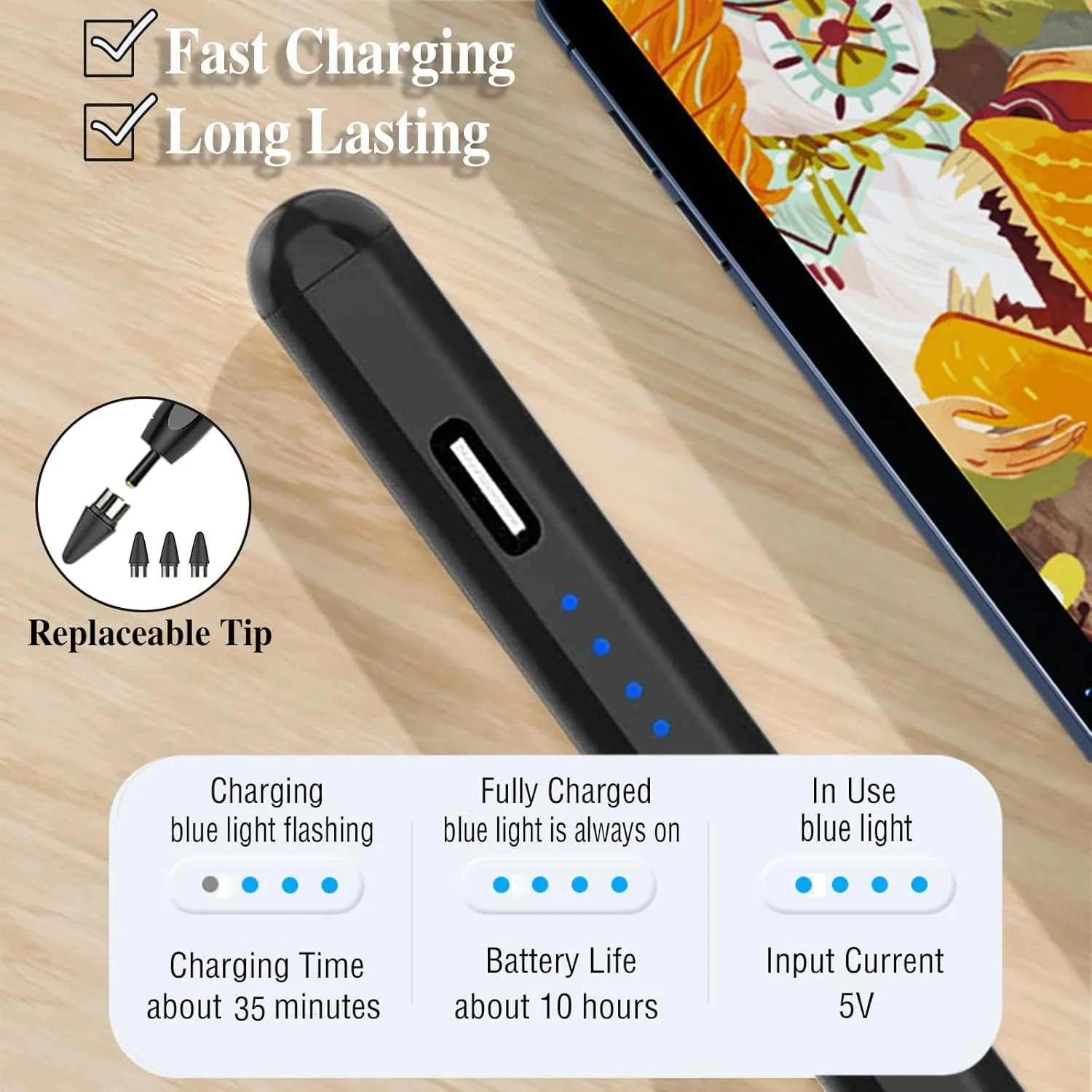 قلم لمسی فعال AASHZ برای صفحه نمایش لمسی، قلم تبلت قابل شارژ، نوک POM مغناطیسی، قلم یونیورسال برای آیپد/پرو/ایر/مینی/آیفون/سامسونگ/iOS/اندروید و سایر دستگاه های تلفن هوشمند - مشکی قلم لمسی فعال AASHZ برای صفحه نمایش لمسی، قلم تبلت قابل شارژ، نوک POM مغناطیسی، قلم یونیورسال برای آیپد/پرو/ایر/مینی/آیفون/سامسونگ/iOS/اندروید و سایر دستگاه های تلفن هوشمند - مشکی