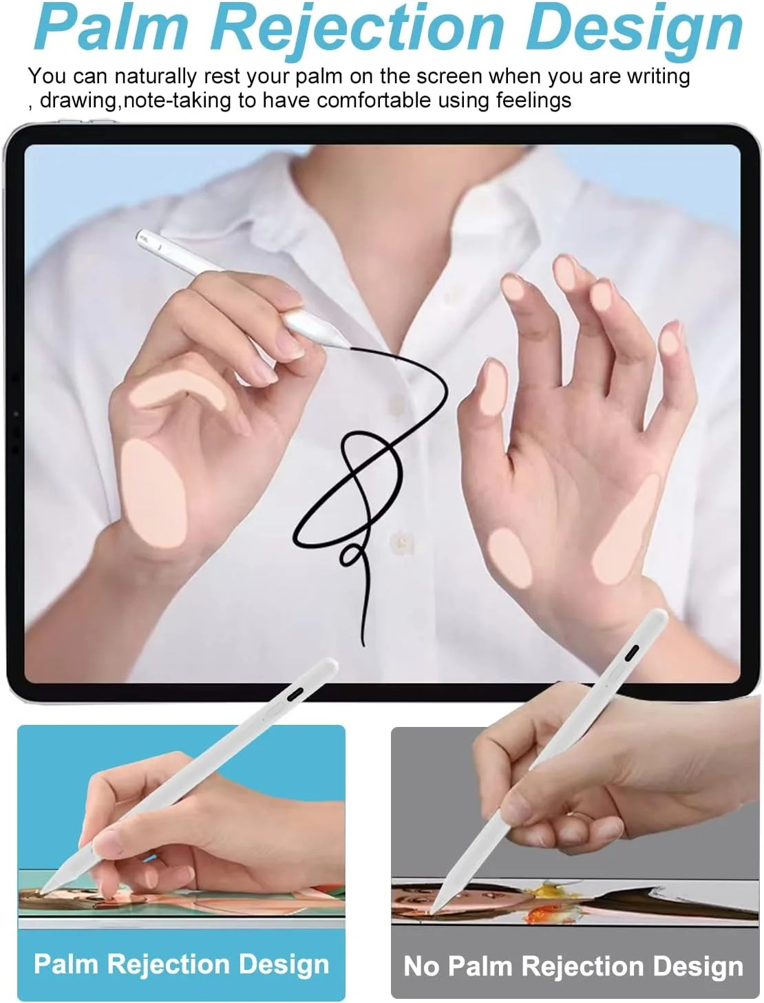 قلم لمسی سازگار با Apple Pencil با قابلیت جلوگیری از لمس ناخواسته کف دست برای آیپد پرو (11 اینچ/12.9 اینچ)، آیپد ایر، آیپد، آیپد مینی (طراحی و نوشتن) قلم لمسی سازگار با Apple Pencil با قابلیت جلوگیری از لمس ناخواسته کف دست برای آیپد پرو (11 اینچ/12.9 اینچ)، آیپد ایر، آیپد، آیپد مینی (طراحی و نوشتن)