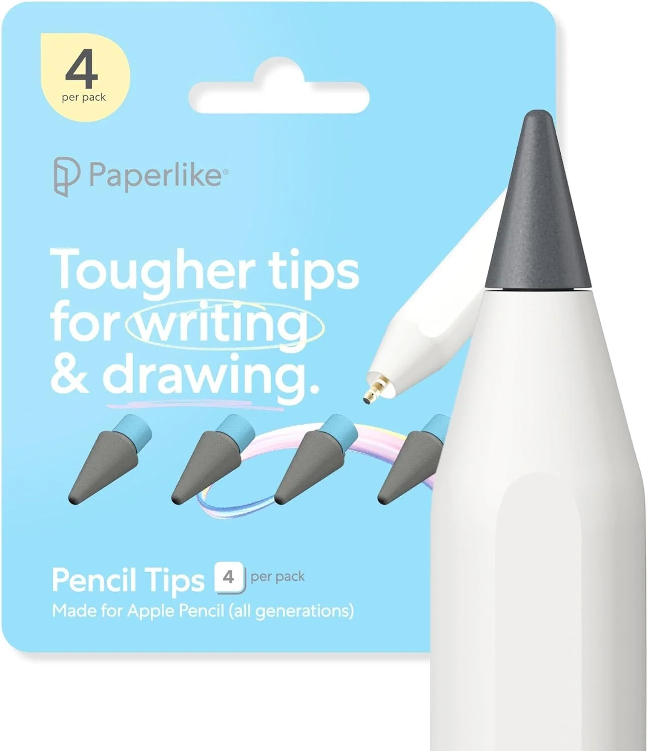 نوک قلم Paperlike (چهار عدد) برای قلم اپل نسل ۱ و ۲، USB-C و پرو - کنترل بیشتر، دقت بیشتر، روانی بیشتر نوک قلم Paperlike (چهار عدد) برای قلم اپل نسل ۱ و ۲، USB-C و پرو - کنترل بیشتر، دقت بیشتر، روانی بیشتر