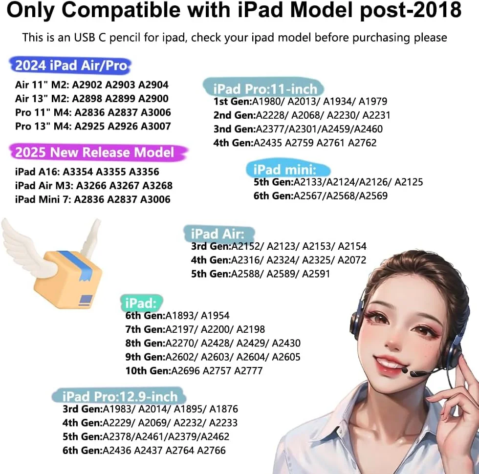 قلم لمسی آیپد نسل اول USB C، قلم استایلوس برای آیپد با 10 برابر شارژ USB-C، حسگر شیب و جلوگیری از لمس ناخواسته، قلم برای آیپد نسل 6-10، آیپد ایر نسل 3-5، آیپد مینی نسل 5/6، آیپد پرو 11/12 اینچ (2018-2023) قلم لمسی آیپد نسل اول USB C، قلم استایلوس برای آیپد با 10 برابر شارژ USB-C، حسگر شیب و جلوگیری از لمس ناخواسته، قلم برای آیپد نسل 6-10، آیپد ایر نسل 3-5، آیپد مینی نسل 5/6، آیپد پرو 11/12 اینچ (2018-2023)
