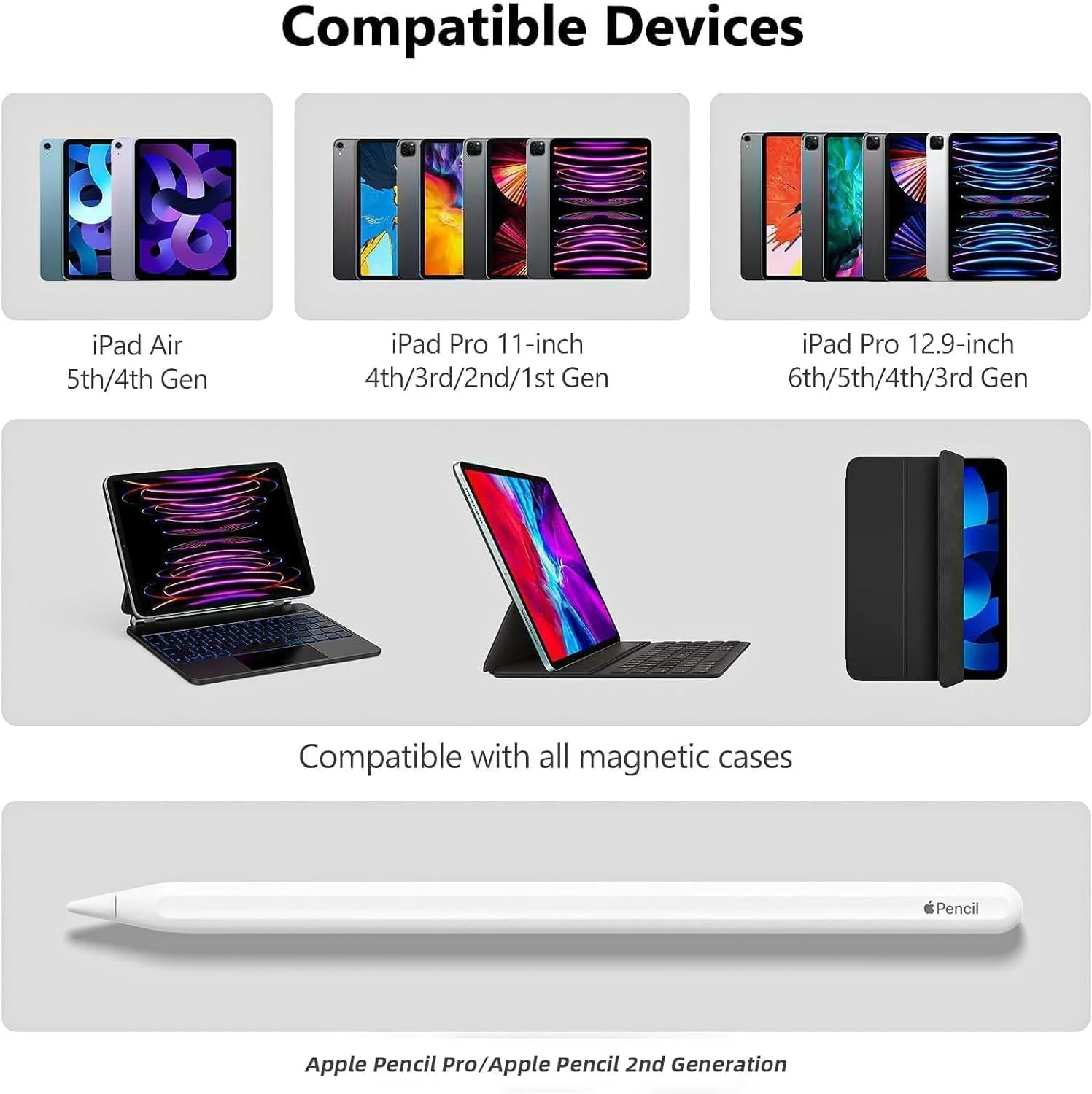 نگهدارنده قلم برای اپل پنسل پرو/اپل پنسل نسل دوم، سازگار با مجیک کیبورد، اسمارت فولیو و سایر کیفهای مغناطیسی، کیف نگهدارنده سازگار برای اپل پنسل نسل دوم (سفید) نگهدارنده قلم برای اپل پنسل پرو/اپل پنسل نسل دوم، سازگار با مجیک کیبورد، اسمارت فولیو و سایر کیفهای مغناطیسی، کیف نگهدارنده سازگار برای اپل پنسل نسل دوم (سفید)