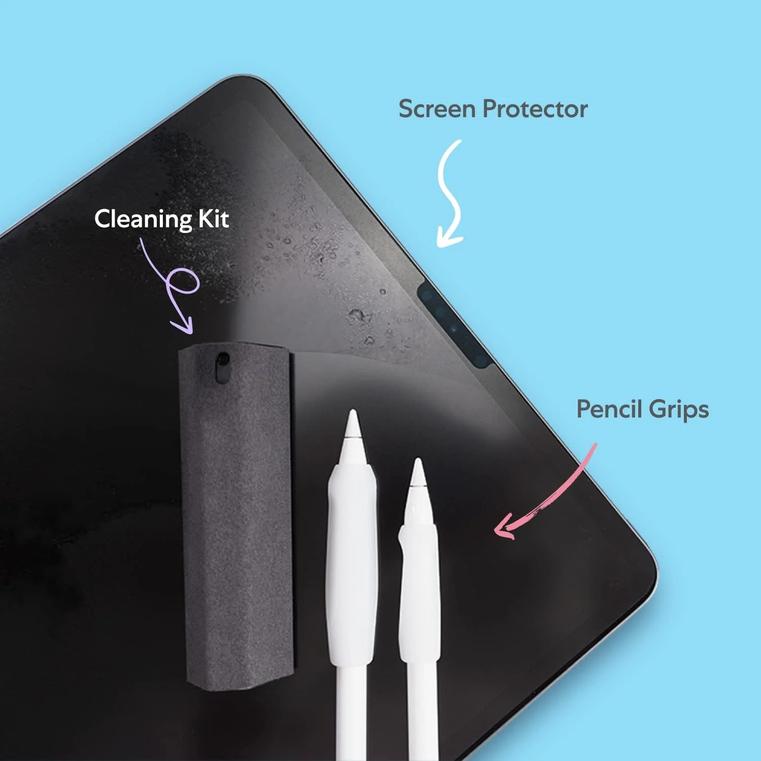 مجموعه حرفهای Paperlike 2.0 - محافظ صفحه نمایش برای آیپد پرو ۱۱ اینچ و آیپد ایر ۱۰.۹ اینچ، گریپ مداد برای اپل پنسل و کیت تمیز کننده مجموعه حرفهای Paperlike 2.0 - محافظ صفحه نمایش برای آیپد پرو ۱۱ اینچ و آیپد ایر ۱۰.۹ اینچ، گریپ مداد برای اپل پنسل و کیت تمیز کننده