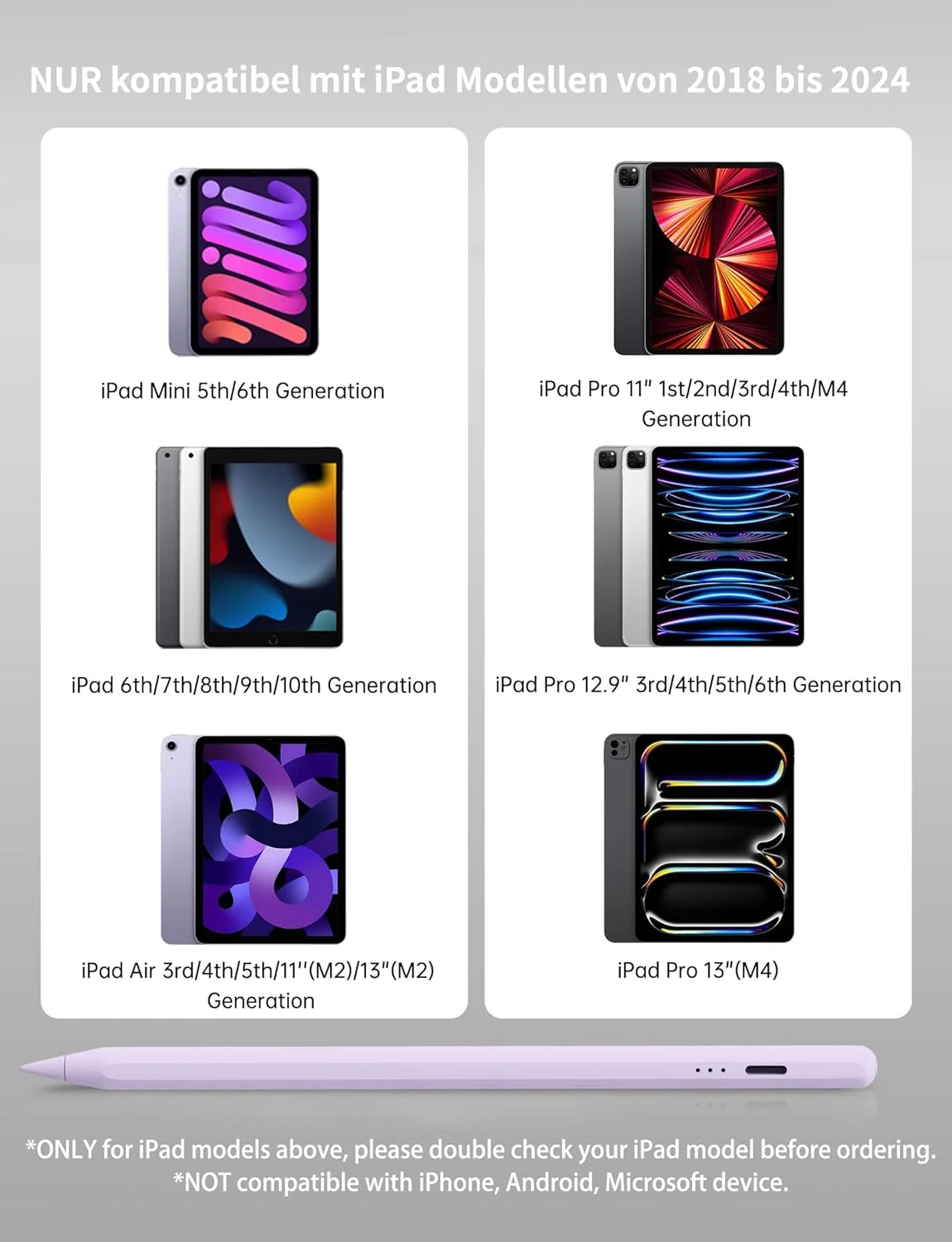 قلم لمسی MEKO برای آیپد نسل دهم، قلم اپل با شارژ سریع ۱۳ دقیقهای و قابلیت جلوگیری از لمس ناخواسته کف دست، سازگار با آیپد ۶-۱۱، ایر ۳-۵/۱۱ اینچ/۱۳ اینچ، مینی ۵/۶، پرو ۱۱ اینچ/۱۲.۹ اینچ/۱۳ اینچ (بنفش) قلم لمسی MEKO برای آیپد نسل دهم، قلم اپل با شارژ سریع ۱۳ دقیقهای و قابلیت جلوگیری از لمس ناخواسته کف دست، سازگار با آیپد ۶-۱۱، ایر ۳-۵/۱۱ اینچ/۱۳ اینچ، مینی ۵/۶، پرو ۱۱ اینچ/۱۲.۹ اینچ/۱۳ اینچ (بنفش)