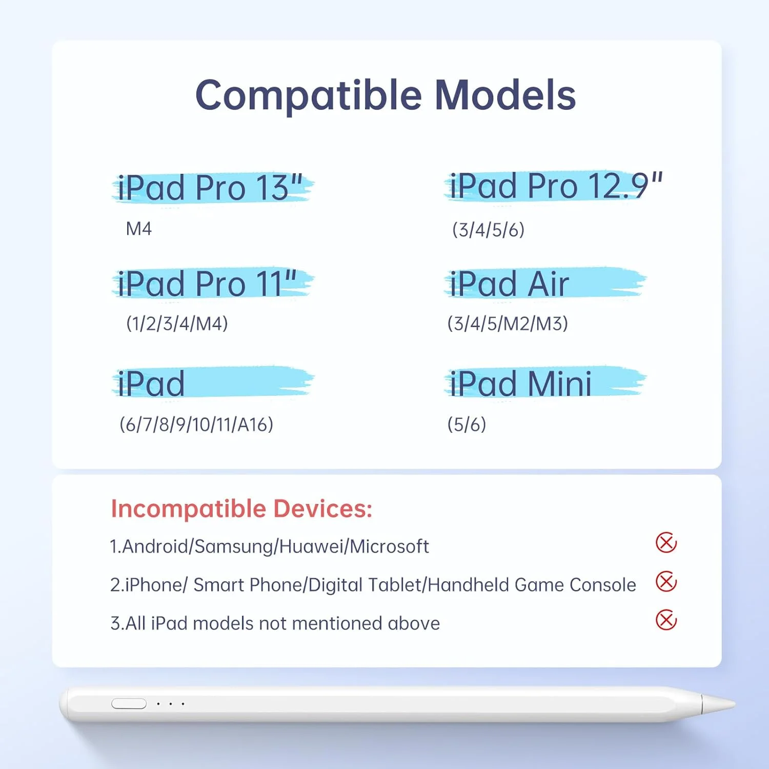 قلم لمسی MEKO برای آیپد نسل 10، قلم اپل با شارژ سریع 13 دقیقهای و قابلیت جلوگیری از لمس ناخواسته کف دست، سازگار با آیپد 6-11، ایر 3-5/11 اینچ/13 اینچ، مینی 5/6، پرو 11 اینچ/12.9 اینچ/13 اینچ (سفید) قلم لمسی MEKO برای آیپد نسل 10، قلم اپل با شارژ سریع 13 دقیقهای و قابلیت جلوگیری از لمس ناخواسته کف دست، سازگار با آیپد 6-11، ایر 3-5/11 اینچ/13 اینچ، مینی 5/6، پرو 11 اینچ/12.9 اینچ/13 اینچ (سفید)