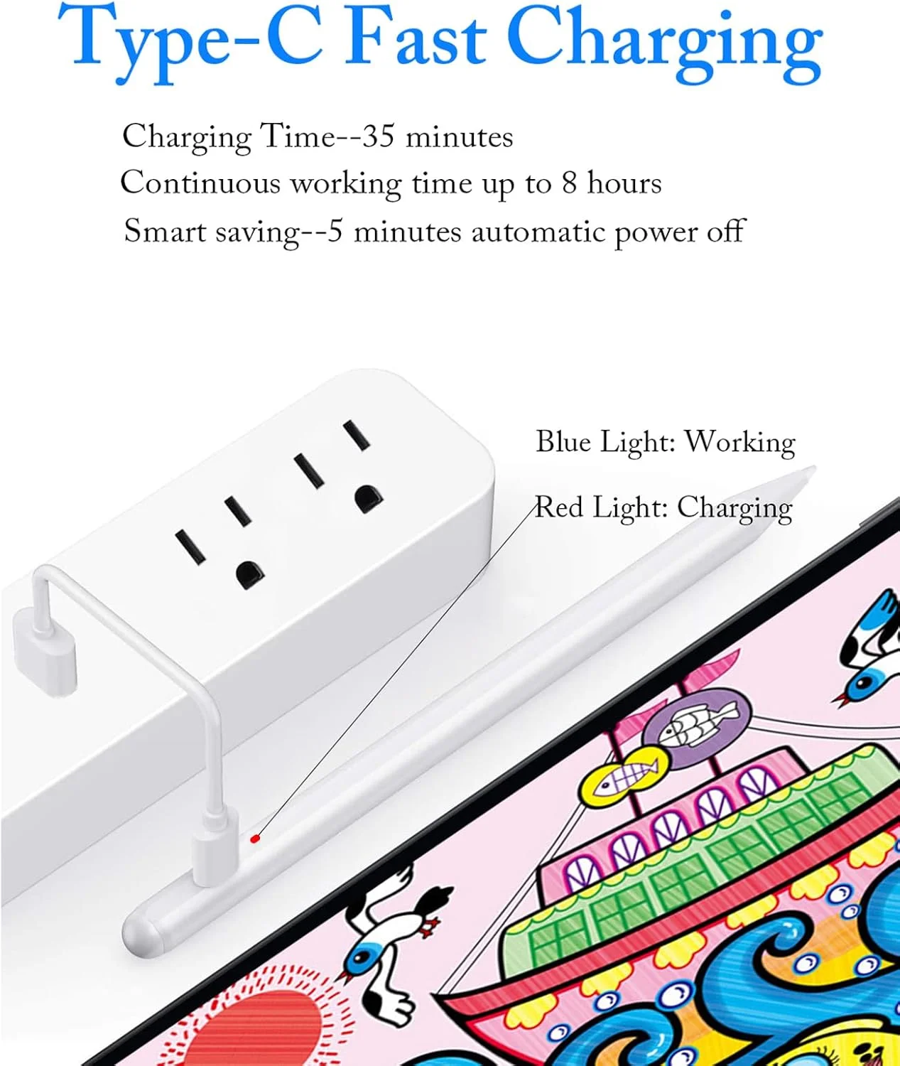 قلم لمسی فعال برای صفحه نمایش های لمسی با طراحی مغناطیسی، قلم یونیورسال قابل شارژ آیپد، قلم لمسی نوک ظریف برای نوشتن و طراحی آیپد پرو/ایر/مینی/آیفون/آی او اس/اندروید/تبلت - سفید قلم لمسی فعال برای صفحه نمایش های لمسی با طراحی مغناطیسی، قلم یونیورسال قابل شارژ آیپد، قلم لمسی نوک ظریف برای نوشتن و طراحی آیپد پرو/ایر/مینی/آیفون/آی او اس/اندروید/تبلت - سفید