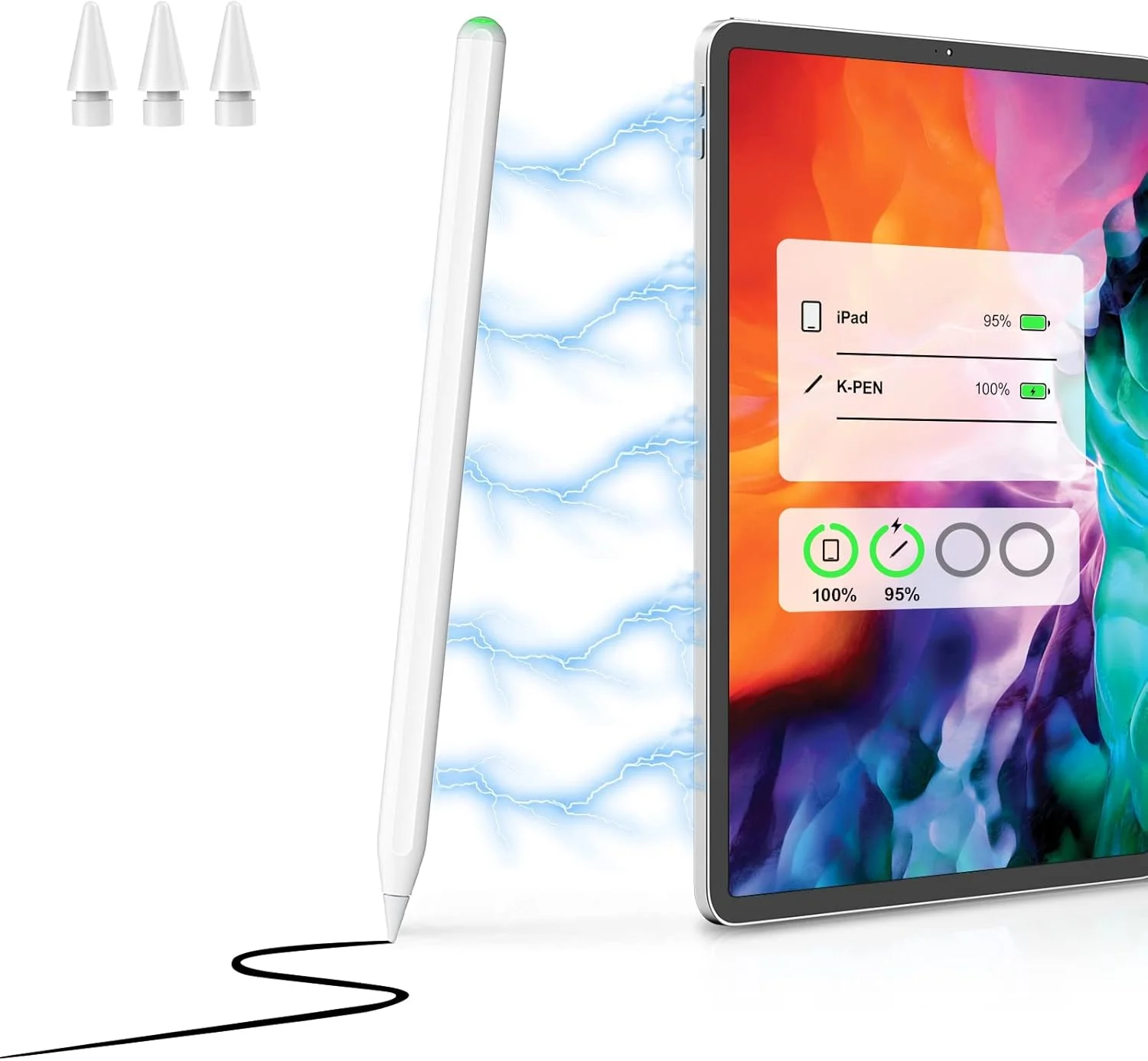 قلم لمسی KINGONE برای آیپد (شارژ بیسیم)، سازگار با قلم اپل، قلم آیپد، قلم لمسی، حساسیت فوقالعاده بالا، فوقالعاده ظریف، سبک وزن، پشتیبانی از حسگر شیب، جلوگیری از عملکرد نادرست (سفید) قلم لمسی KINGONE برای آیپد (شارژ بیسیم)، سازگار با قلم اپل، قلم آیپد، قلم لمسی، حساسیت فوقالعاده بالا، فوقالعاده ظریف، سبک وزن، پشتیبانی از حسگر شیب، جلوگیری از عملکرد نادرست (سفید)