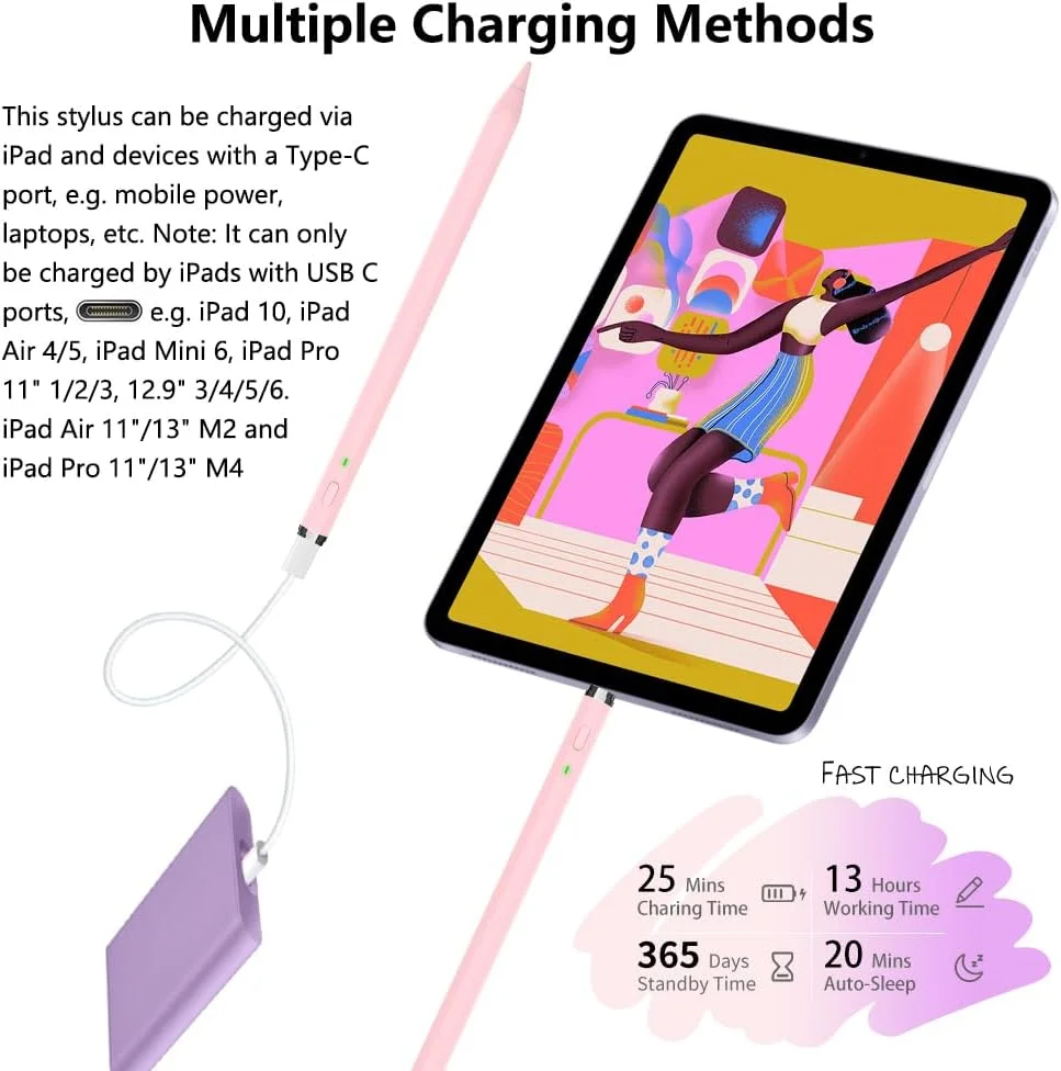 قلم لمسی کیروسا USB C آیپد نسل اول، قلم استایلوس برای آیپد با شارژ USB-C ده برابر سریعتر، حسگر شیب و جلوگیری از لمس ناخواسته، قلم برای آیپد نسل 6 تا 10، آیپد ایر نسل 3 تا 5، آیپد مینی نسل 5/6، آیپد پرو 11/12 اینچ (2018-2024) قلم لمسی کیروسا USB C آیپد نسل اول، قلم استایلوس برای آیپد با شارژ USB-C ده برابر سریعتر، حسگر شیب و جلوگیری از لمس ناخواسته، قلم برای آیپد نسل 6 تا 10، آیپد ایر نسل 3 تا 5، آیپد مینی نسل 5/6، آیپد پرو 11/12 اینچ (2018-2024)