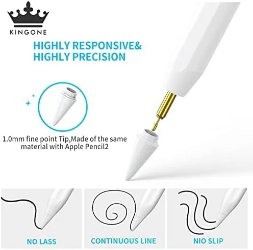 قلم لمسی KINGONE برای آیپد، قلم آیپد با دقت فوق العاده بالا و حساسیت به شیب، نمایشگر LED قدرت، مغناطیسی قوی، جلوگیری از لمس اشتباه، قلم لمسی جهانی آیپد برای 2018 و مدل های جدیدتر (سفید) قلم لمسی KINGONE برای آیپد، قلم آیپد با دقت فوق العاده بالا و حساسیت به شیب، نمایشگر LED قدرت، مغناطیسی قوی، جلوگیری از لمس اشتباه، قلم لمسی جهانی آیپد برای 2018 و مدل های جدیدتر (سفید)