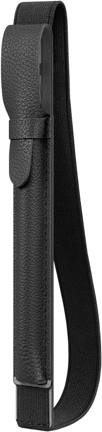 نگهدارنده مداد KASTWAVE، مشکی، با جیب آداپتور USB برای مداد اپل نسل 1 و 2، کیف آستین چرمی گیاهی الاستیک ممتاز سازگار با قاب آیپد