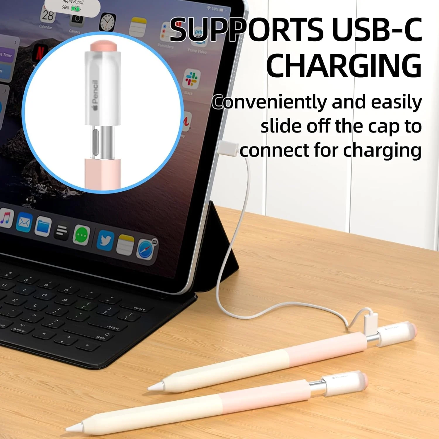 محافظ قلم لمسی آیپد برای اپل پنسل (USB-C، 2023)، محافظ سیلیکونی گرادیانی با طراحی خوشدست، ضد لغزش، اتصال مغناطیسی، صورتی ساکورا محافظ قلم لمسی آیپد برای اپل پنسل (USB-C، 2023)، محافظ سیلیکونی گرادیانی با طراحی خوشدست، ضد لغزش، اتصال مغناطیسی، صورتی ساکورا